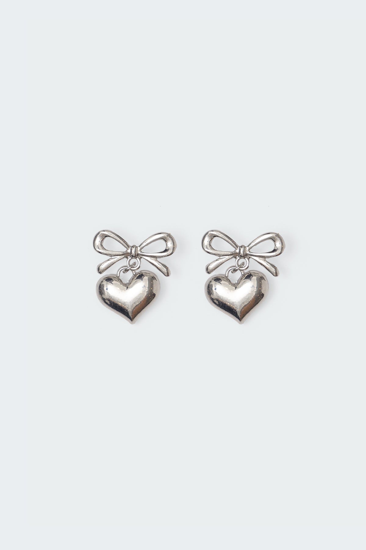 Bow Heart Charm Earrings-Juice Dress