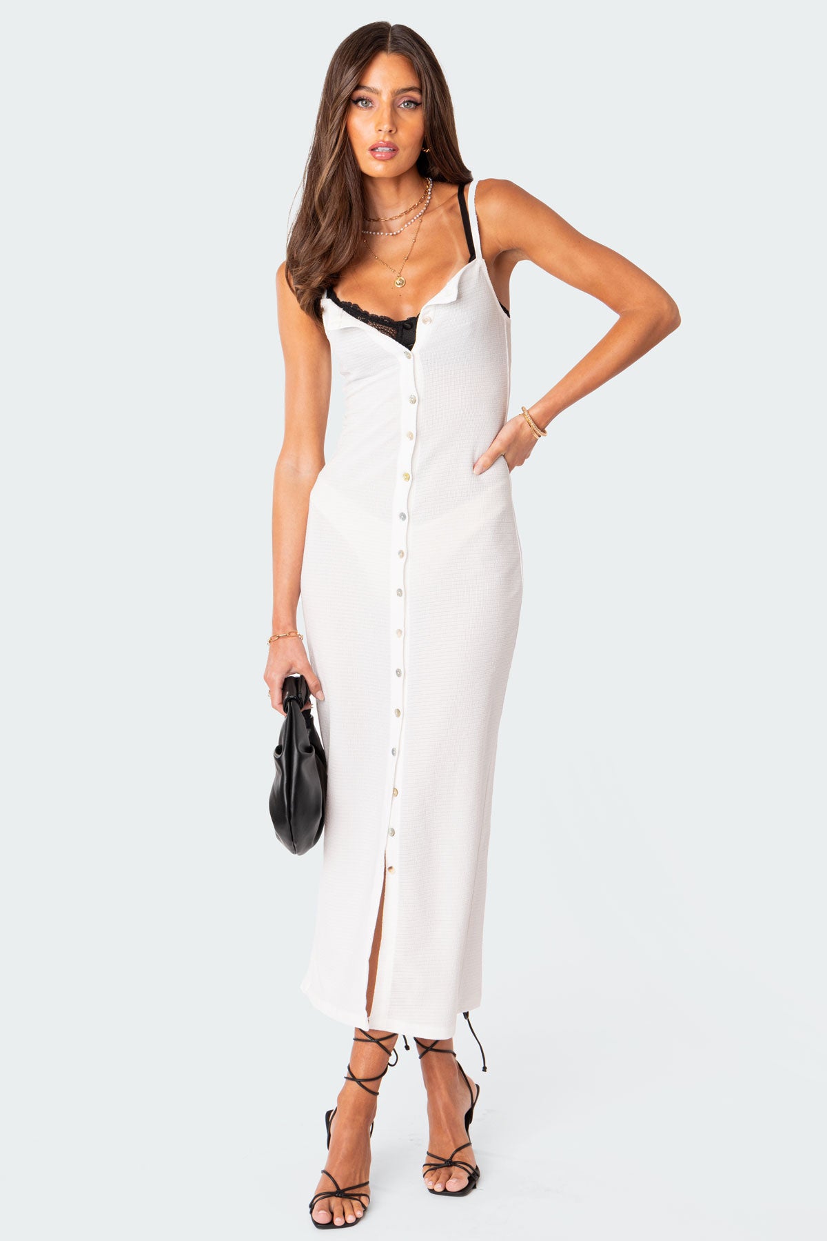 Sable Sheer Button Up Maxi Dress-Juice Dress