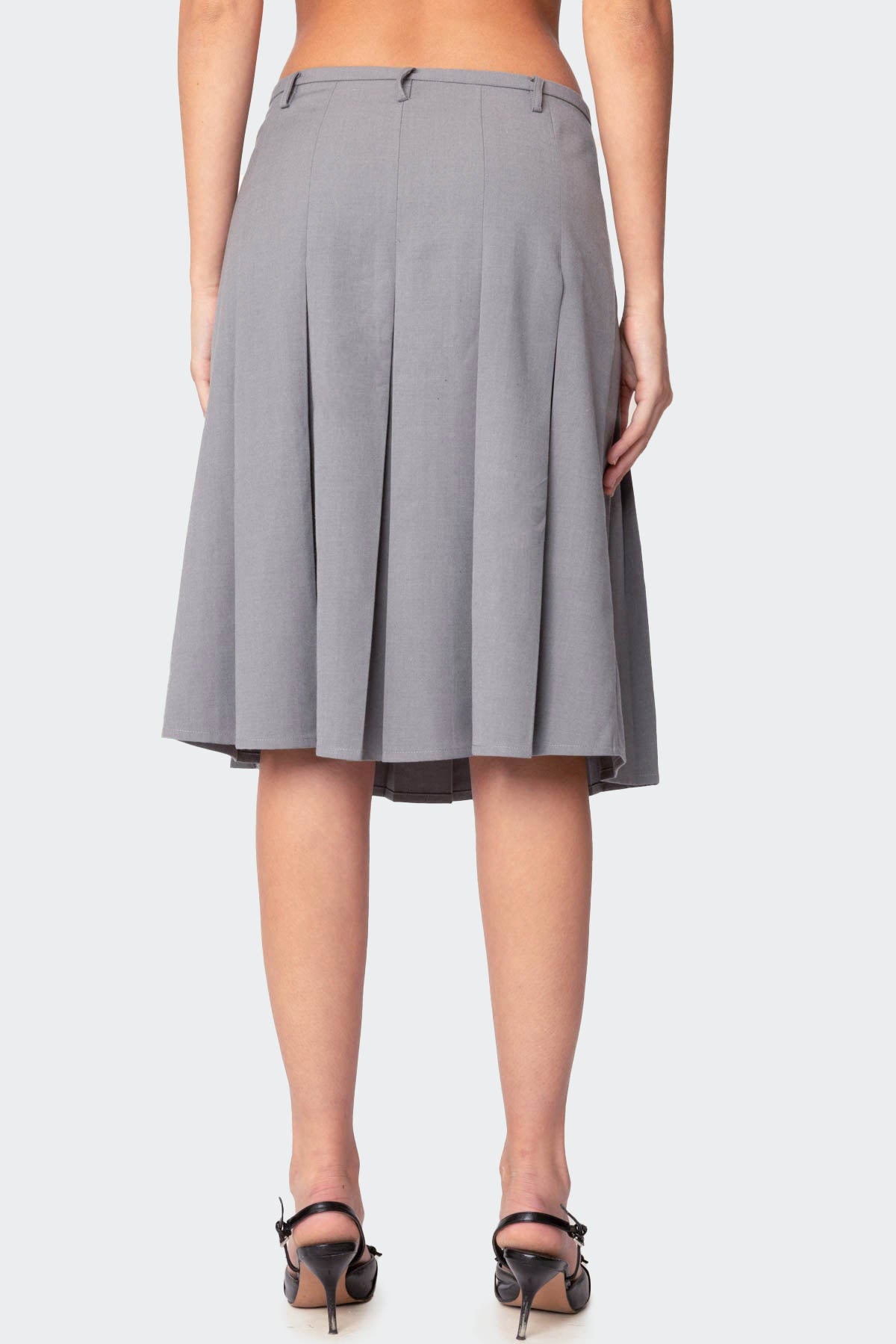 Ethel Side Slit Pleated Midi Skirt-Juice Dress