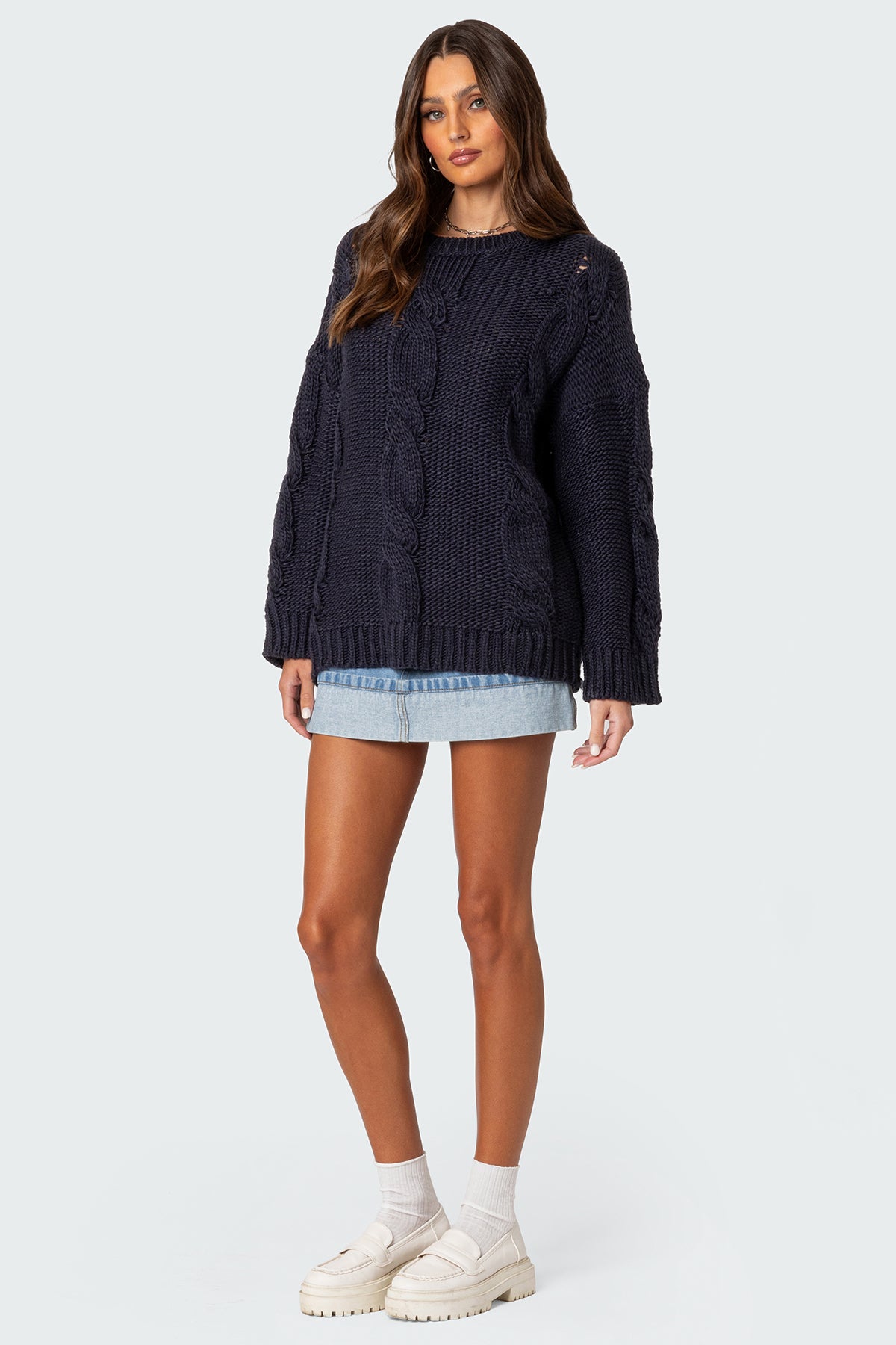 Alene Oversized Cable Knit Sweater-Juice Dress