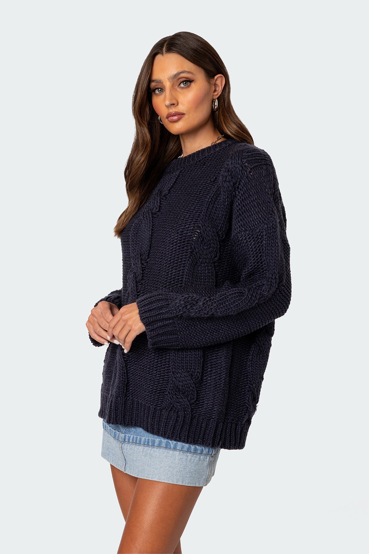 Alene Oversized Cable Knit Sweater-Juice Dress