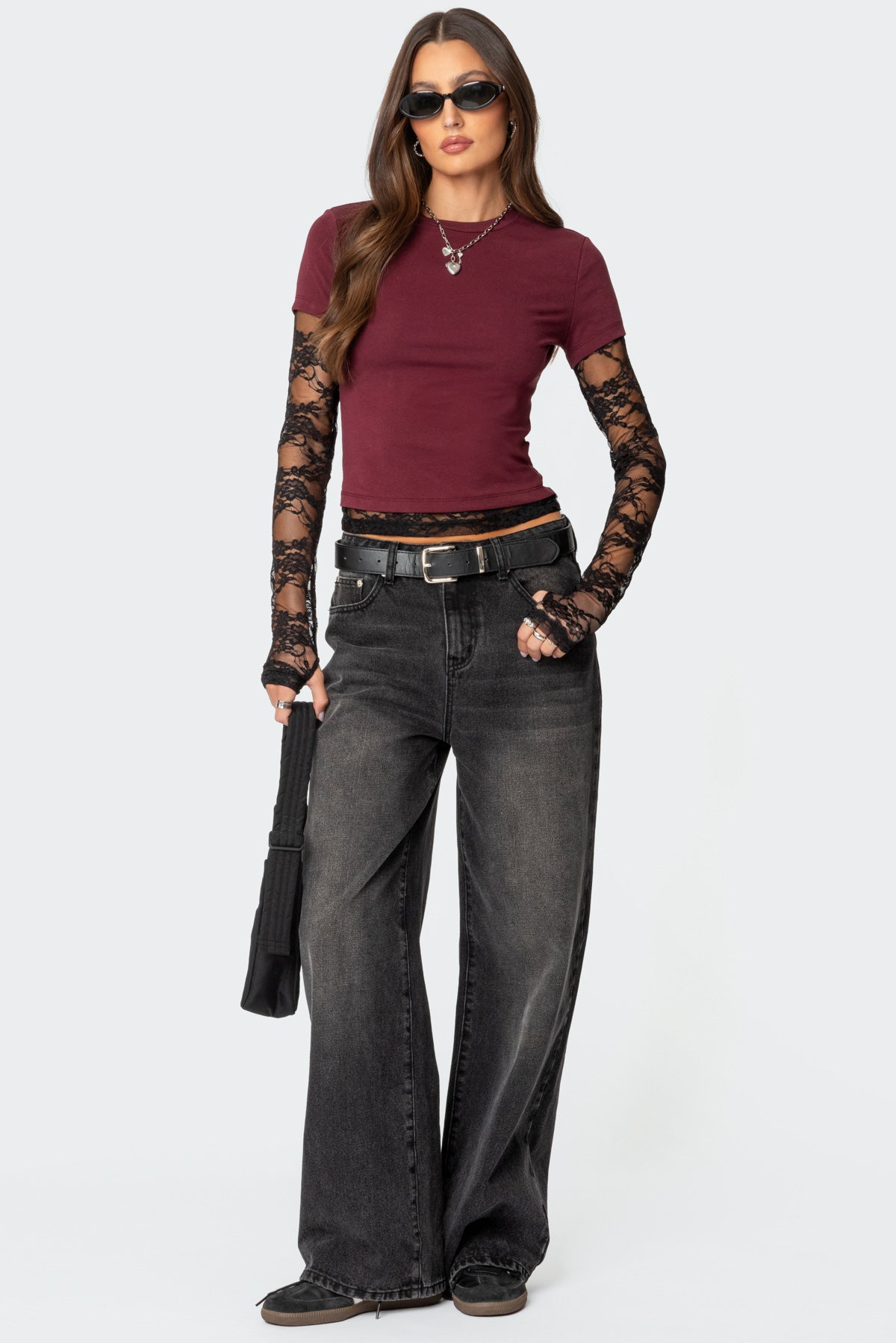 Layered Lace Sleeve T Shirt-Juice Dress