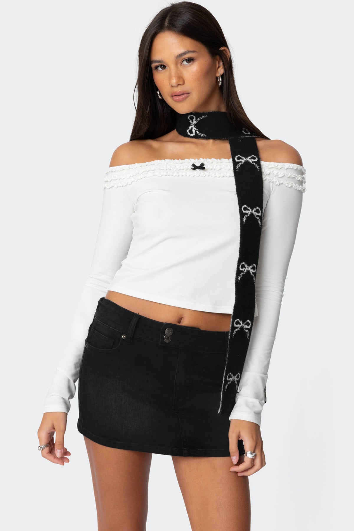 Bow Knit Skinny Scarf-Juice Dress