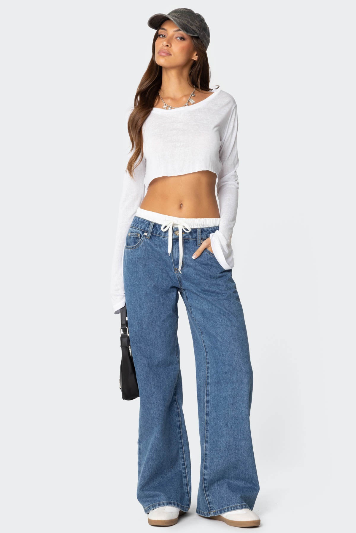 Boxer Detail Low Rise Baggy Jeans-Juice Dress