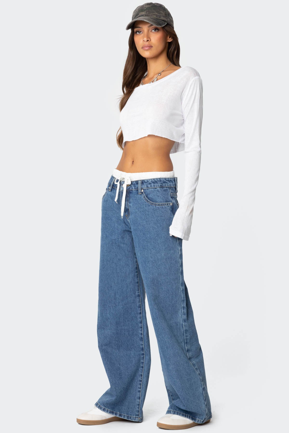 Boxer Detail Low Rise Baggy Jeans-Juice Dress