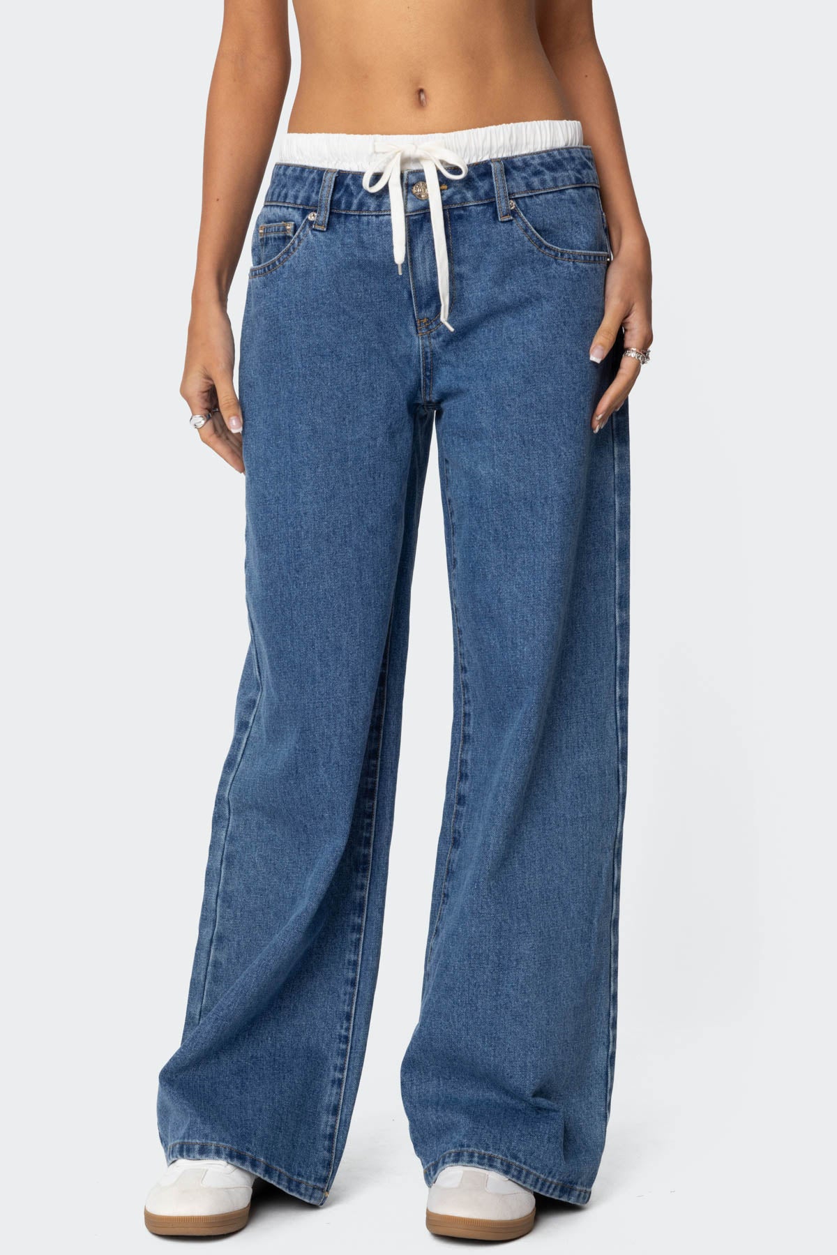 Boxer Detail Low Rise Baggy Jeans-Juice Dress