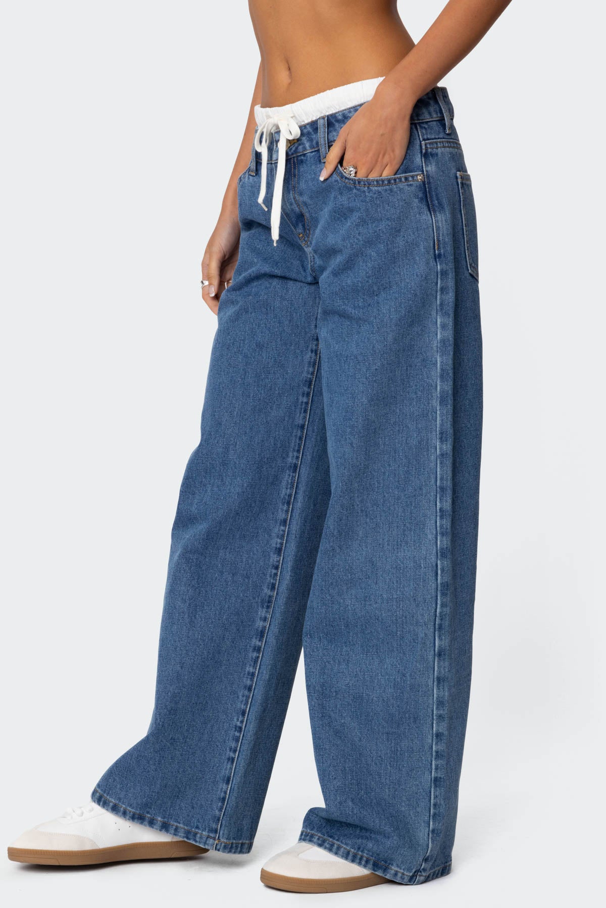 Boxer Detail Low Rise Baggy Jeans-Juice Dress