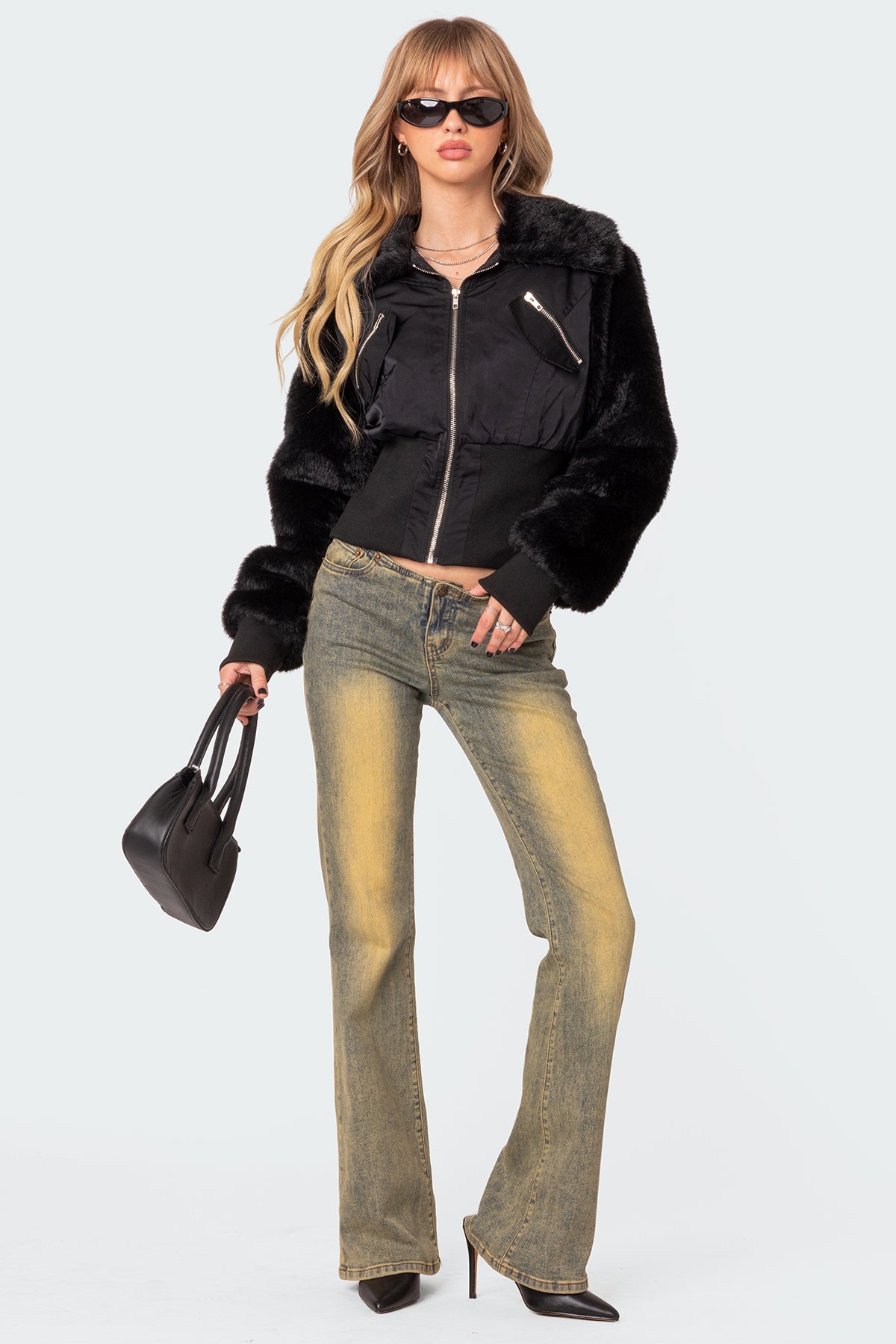 Malliora Faux Fur Nylon Jacket-Juice Dress