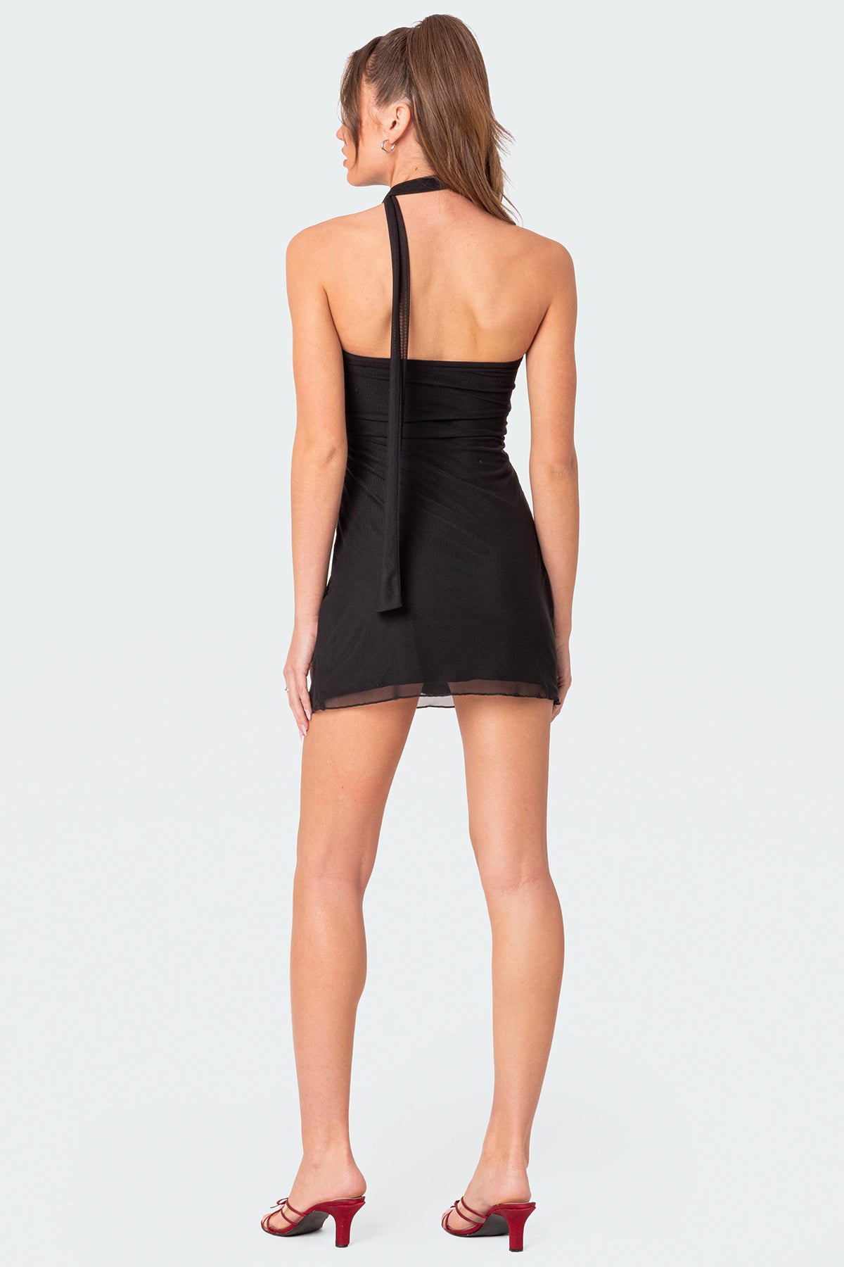 Aurely Scarf Mesh Mini Dress-Juice Dress