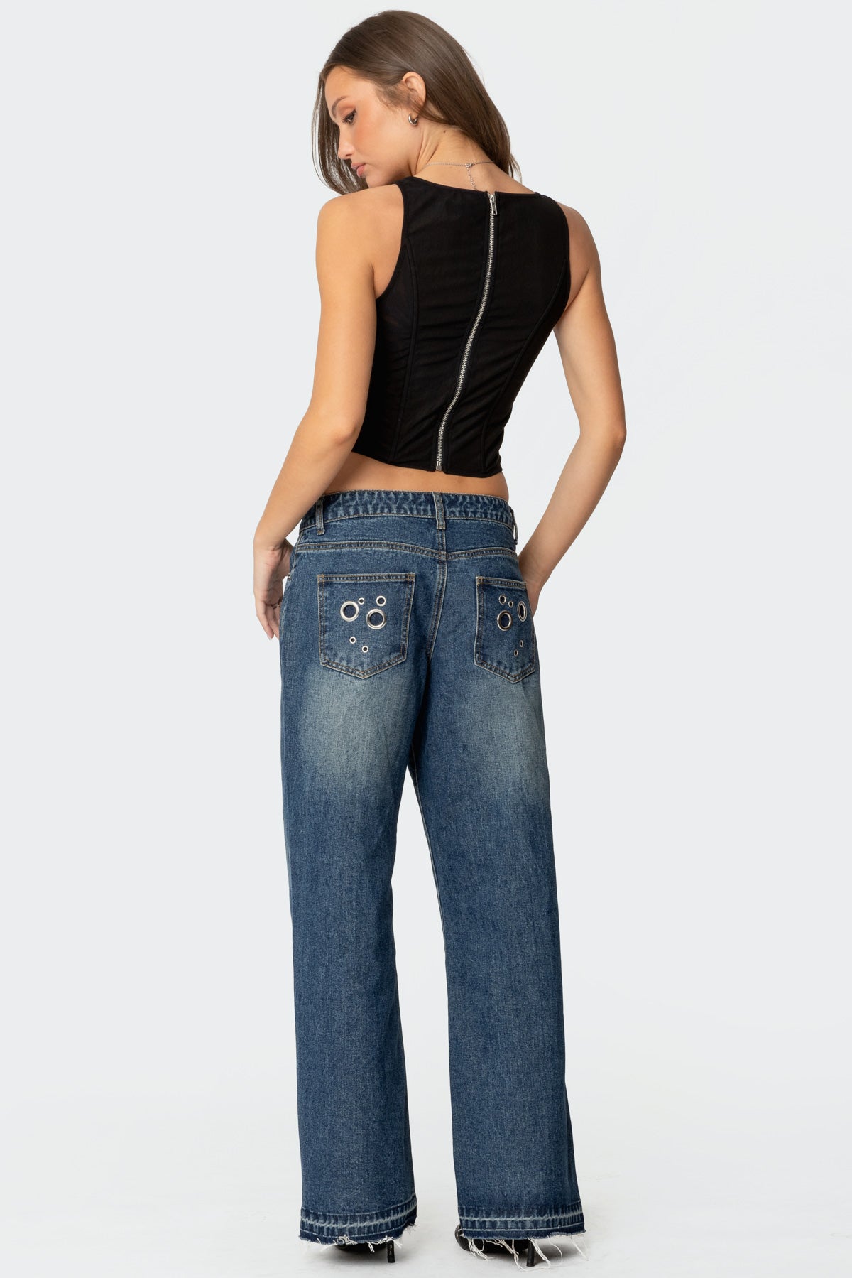 Davis Grommet Low Rise Baggy Jeans-Juice Dress