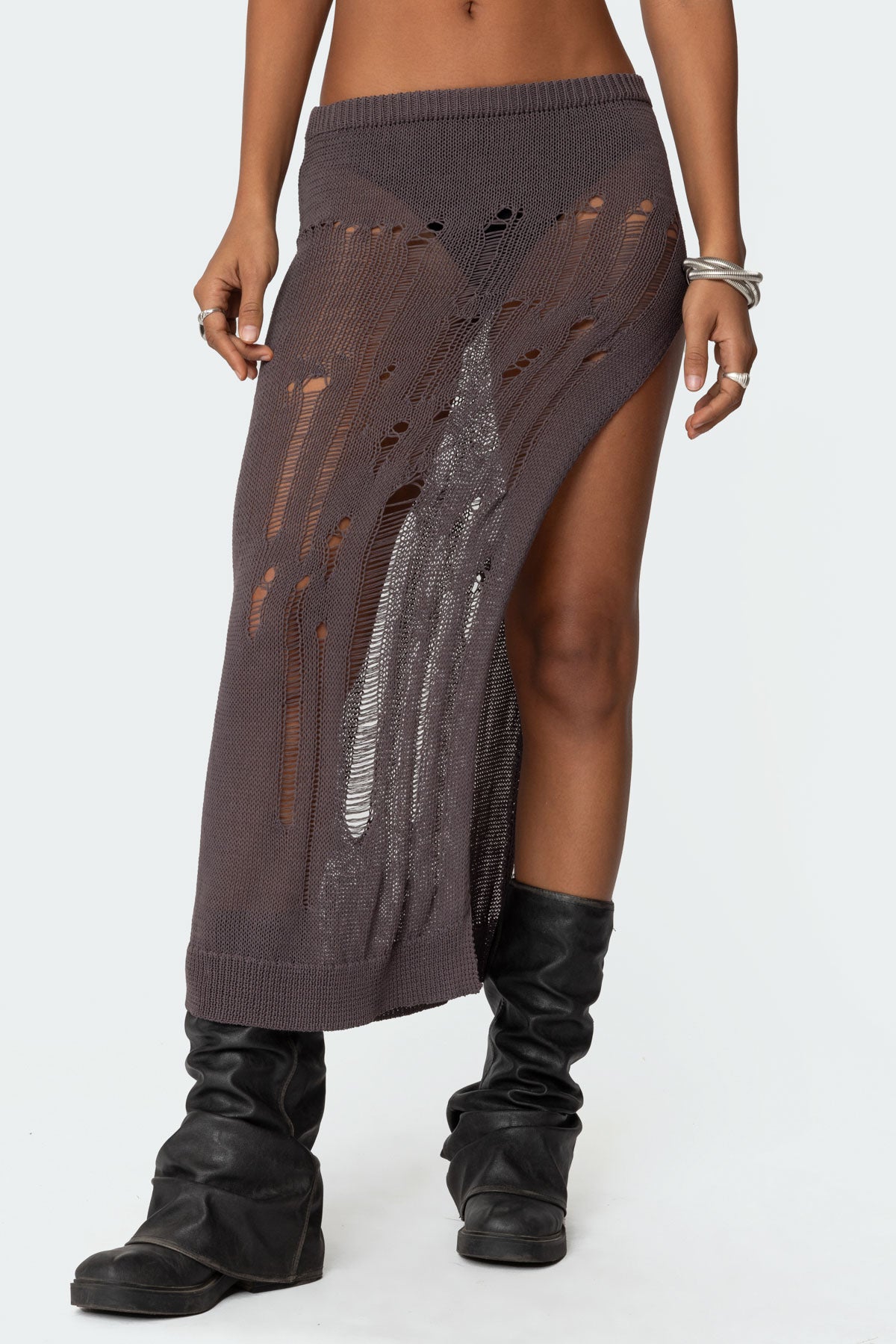 Jaynie Distressed Knit Maxi Skirt-Juice Dress