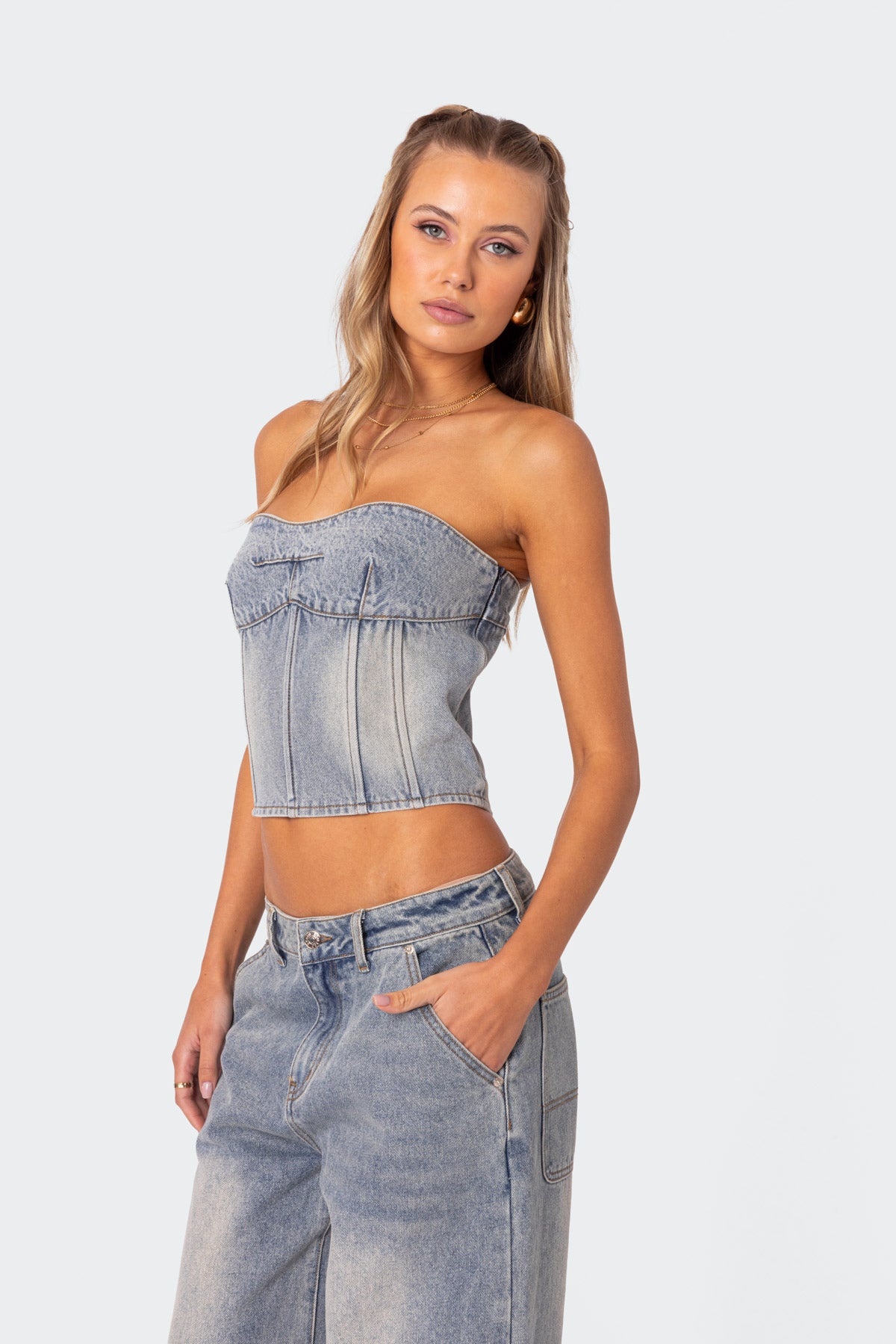 Myla Washed Denim Corset-Juice Dress