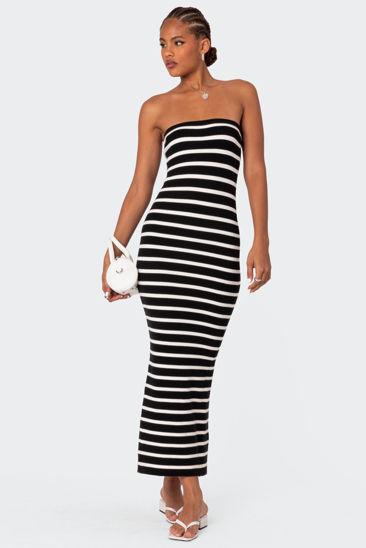 Knit Back Slitted Maxi Dress-Juice Dress