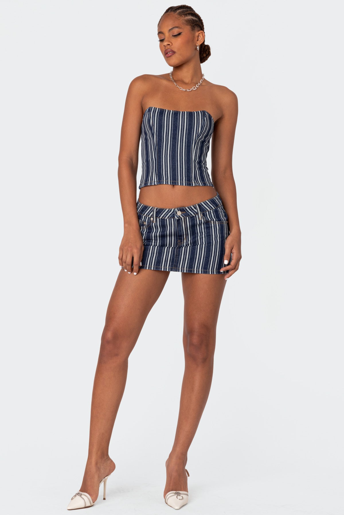 Inez Striped Denim Corset-Juice Dress