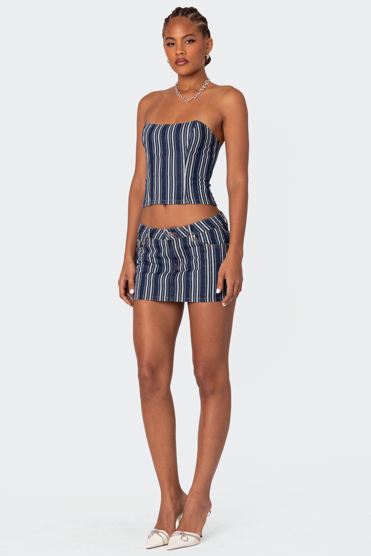 Inez Striped Denim Corset-Juice Dress