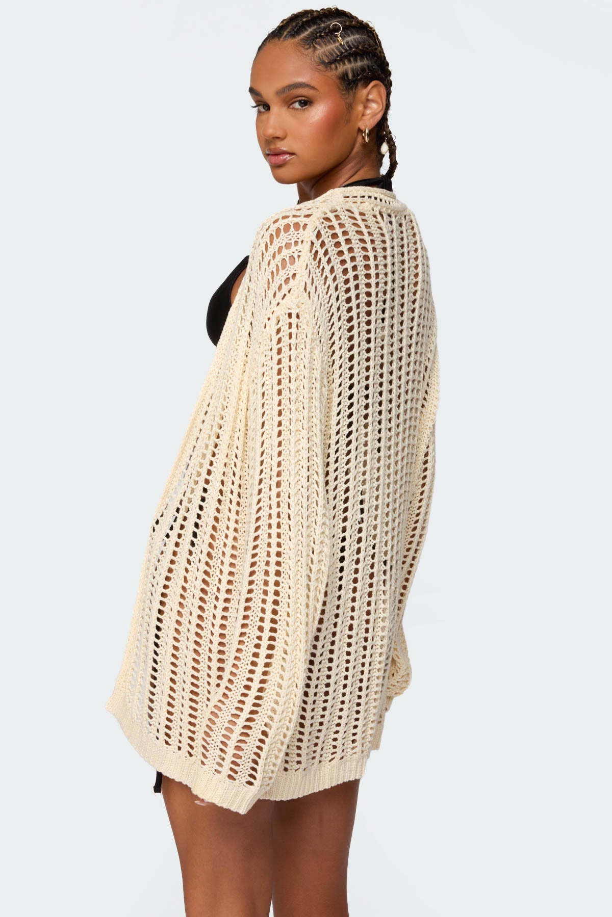 Darcee Oversized Crochet Cardigan-Juice Dress