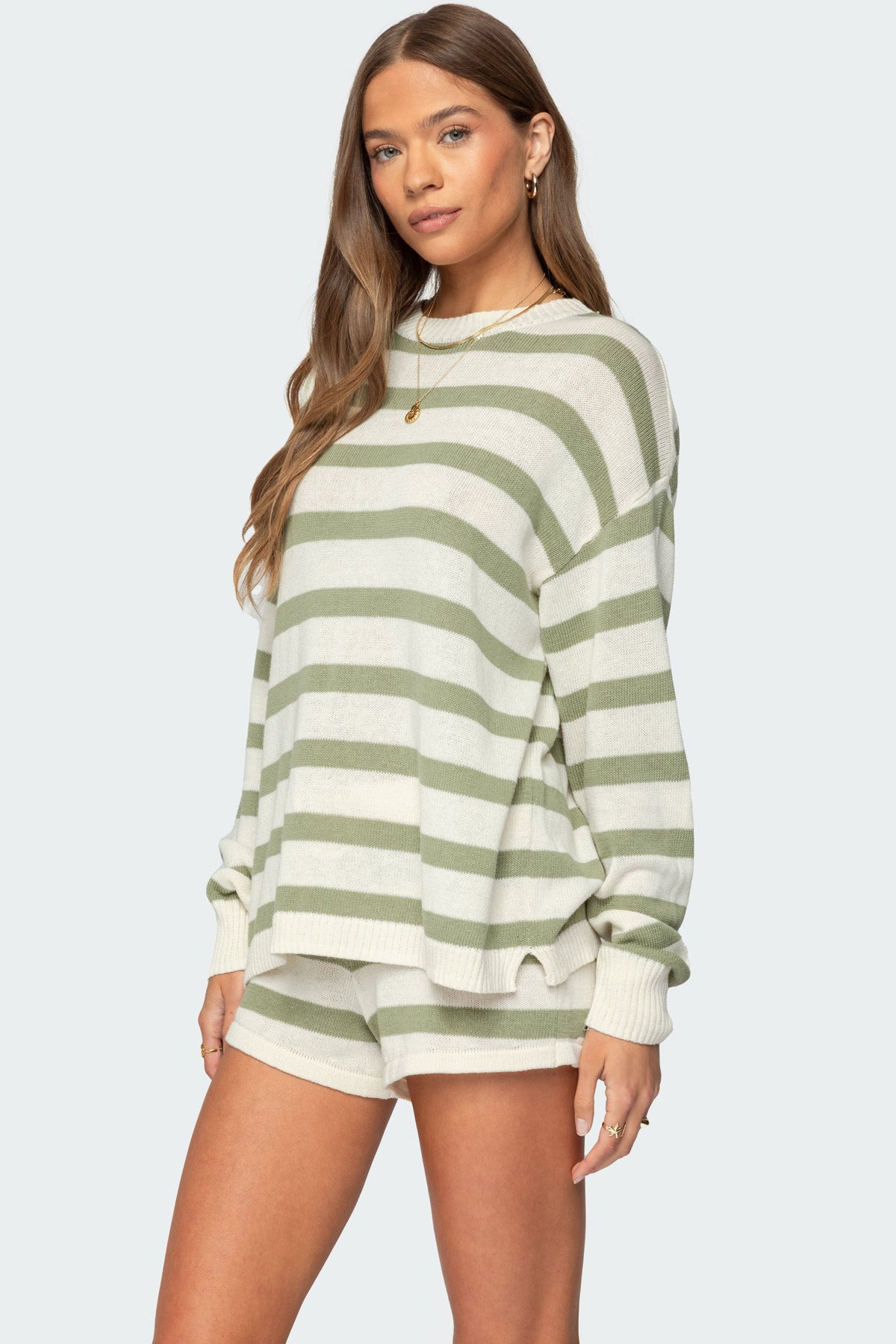 Amaris Oversized Striped Knit Sweater-Juice Dress