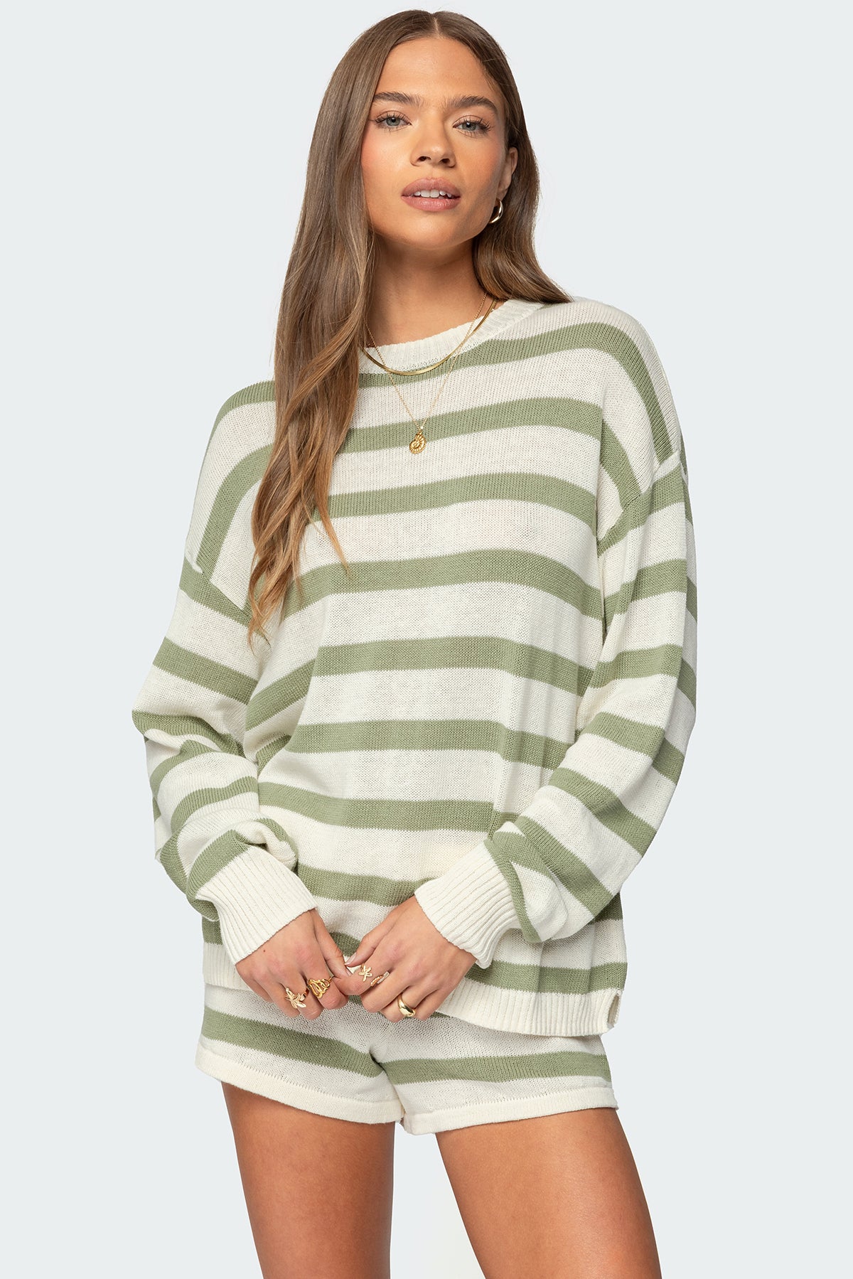 Amaris Oversized Striped Knit Sweater-Juice Dress