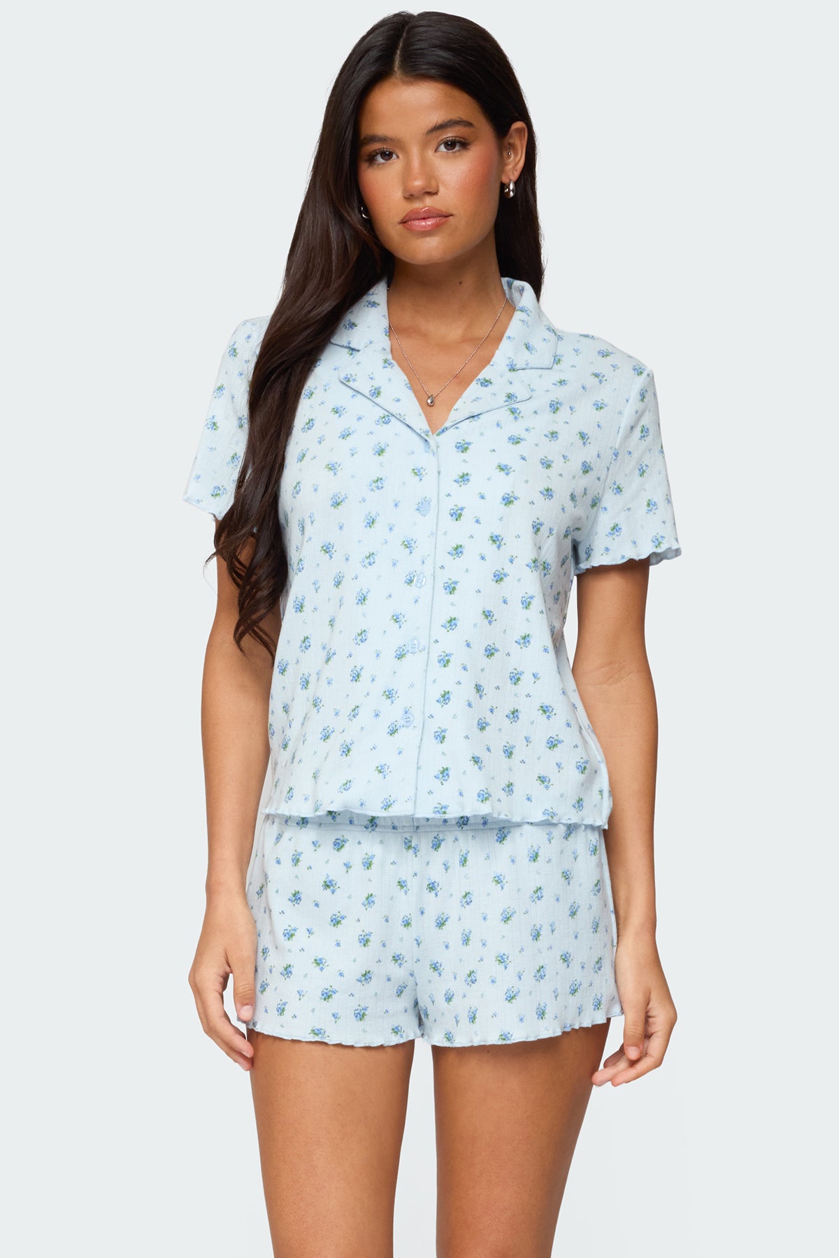 Camden Floral Pointelle Button Up Shirt-Juice Dress
