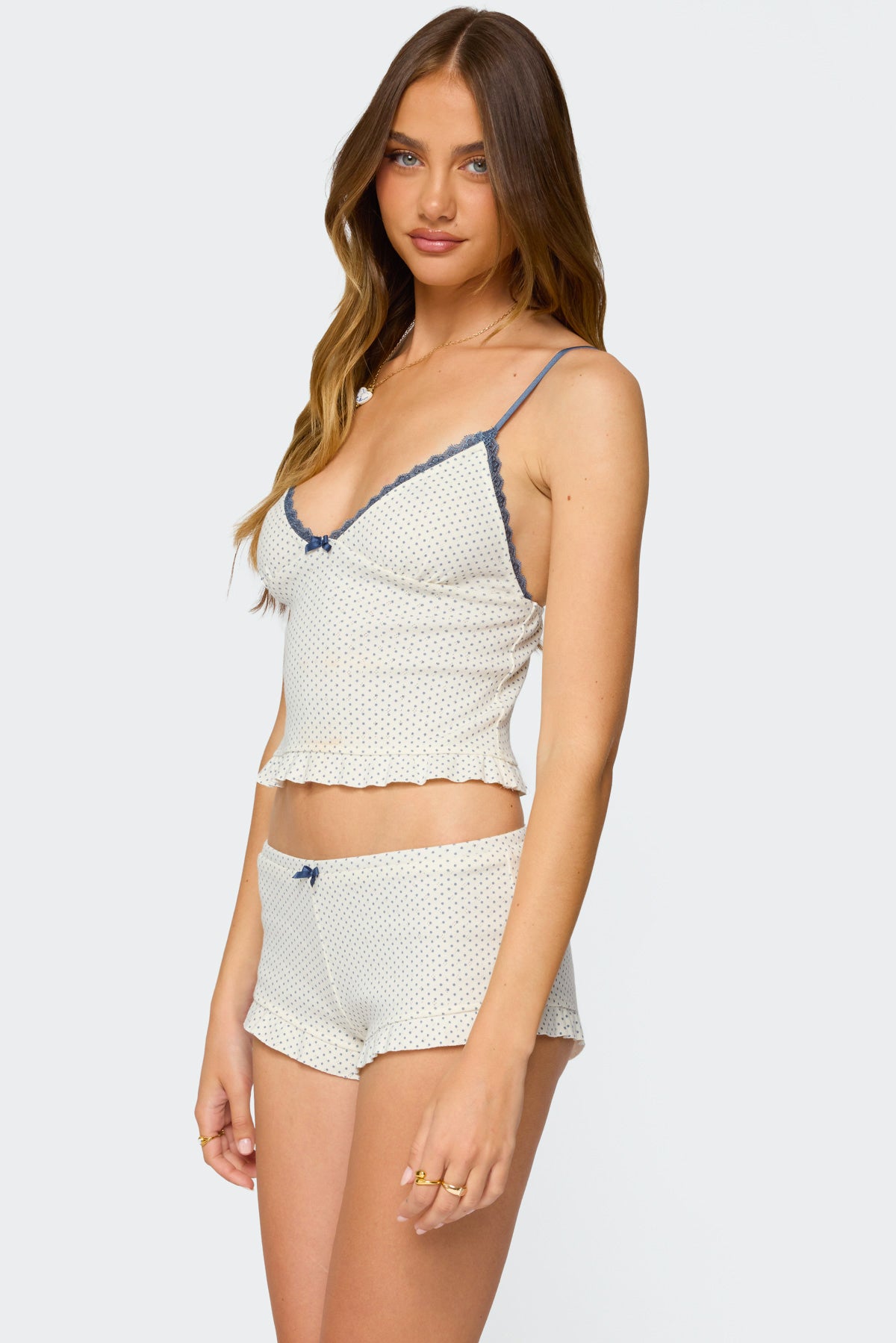 Avalon Dotted Pointelle Ruffle Tank Top-Juice Dress