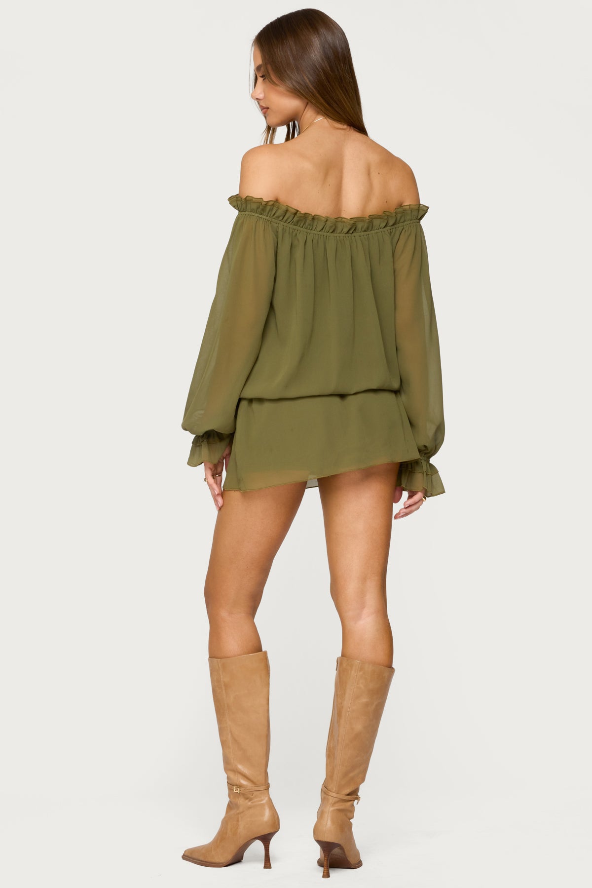 Delphine Off Shoulder Chiffon Romper-Juice Dress