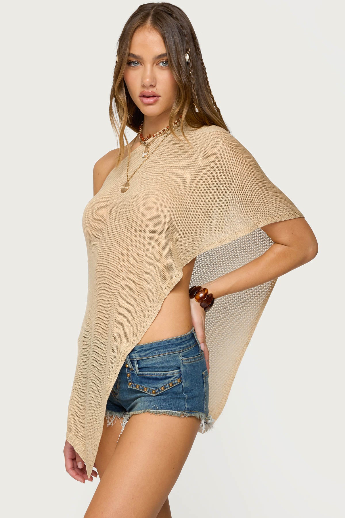 Azalia Asymmetric Knit Poncho-Juice Dress