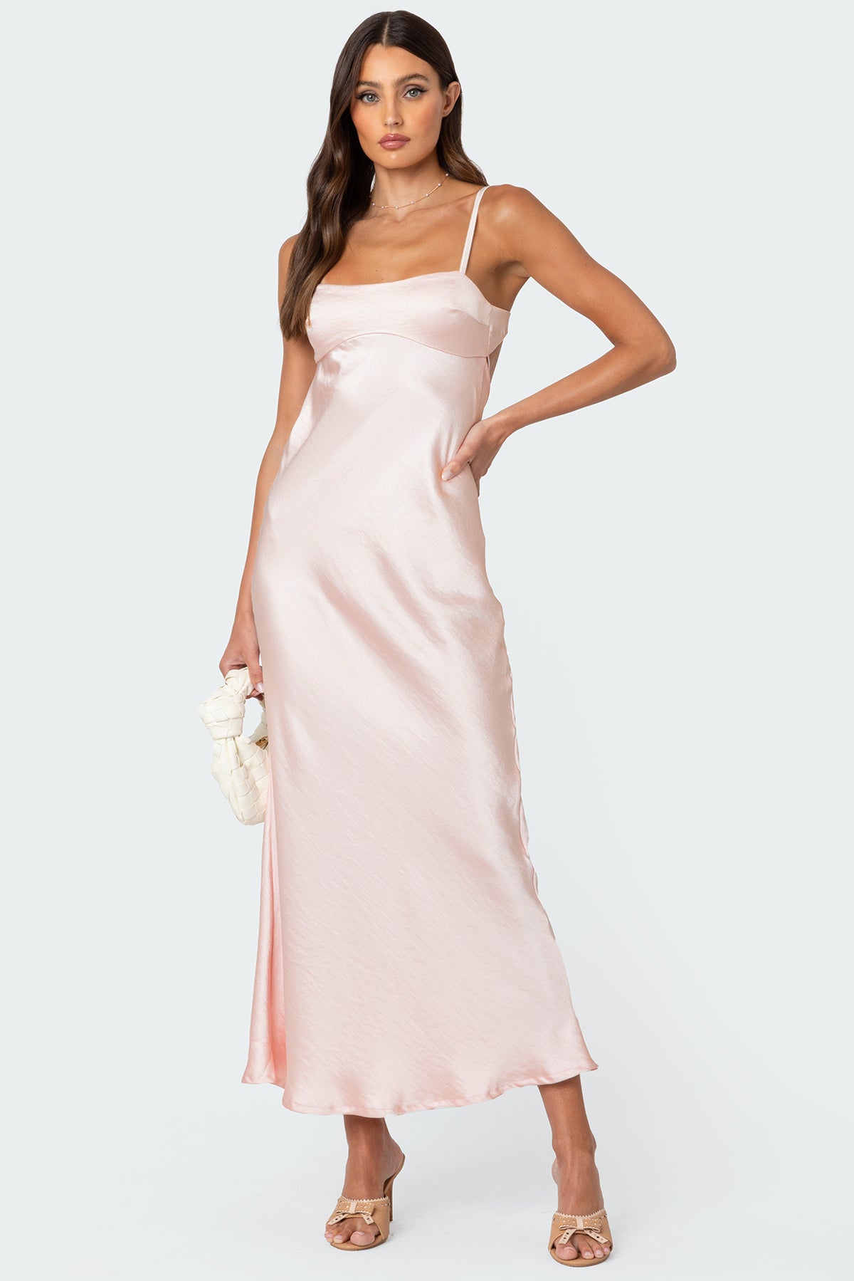 Vienna Open Back Satin Effect Maxi Dress-Juice Dress