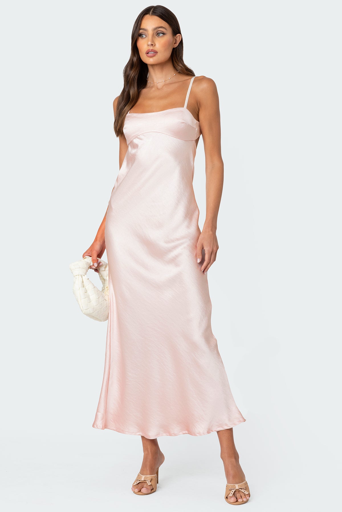 Vienna Open Back Satin Effect Maxi Dress-Juice Dress