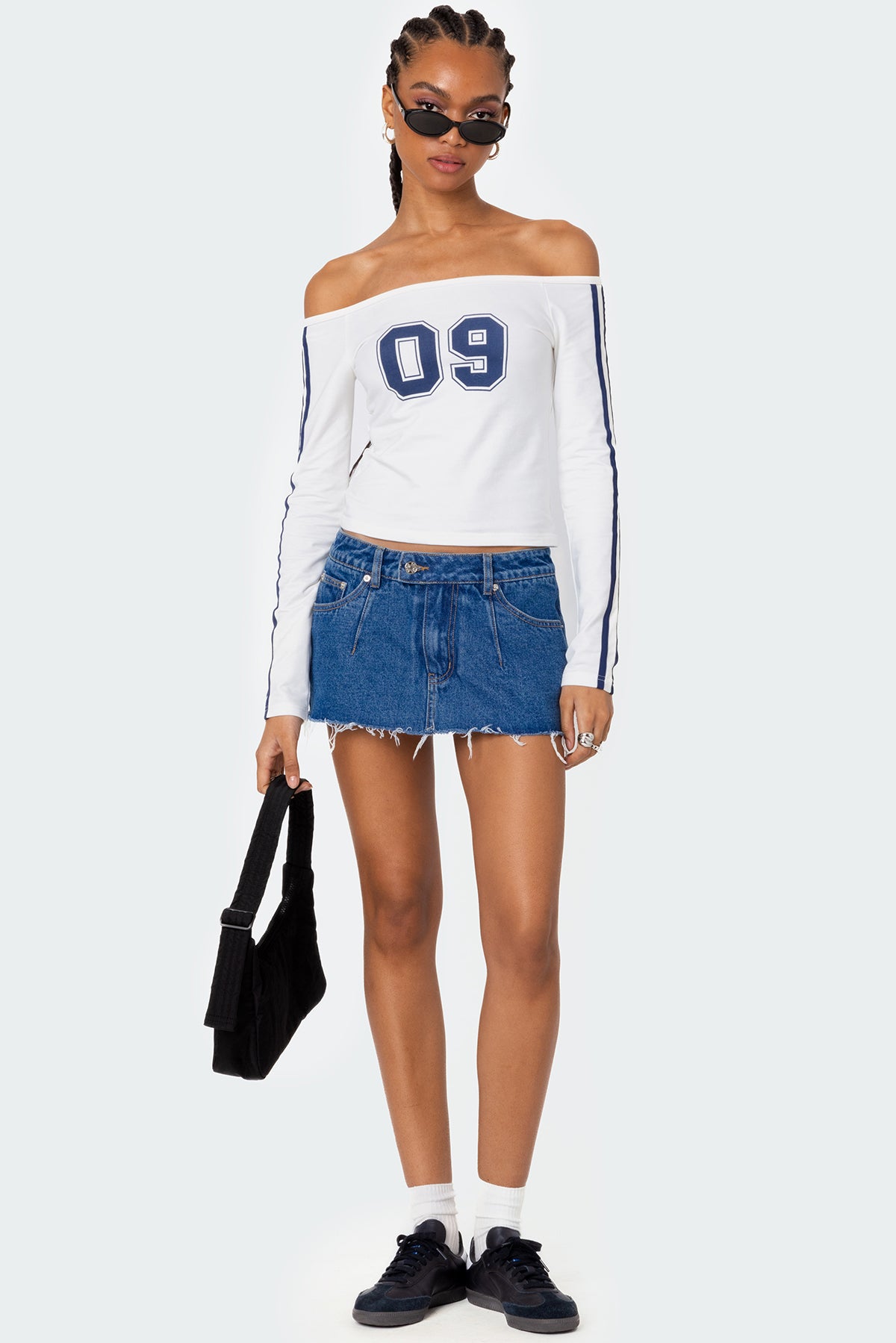 90'S Off Shoulder Long Sleeve T Shirt-Juice Dress