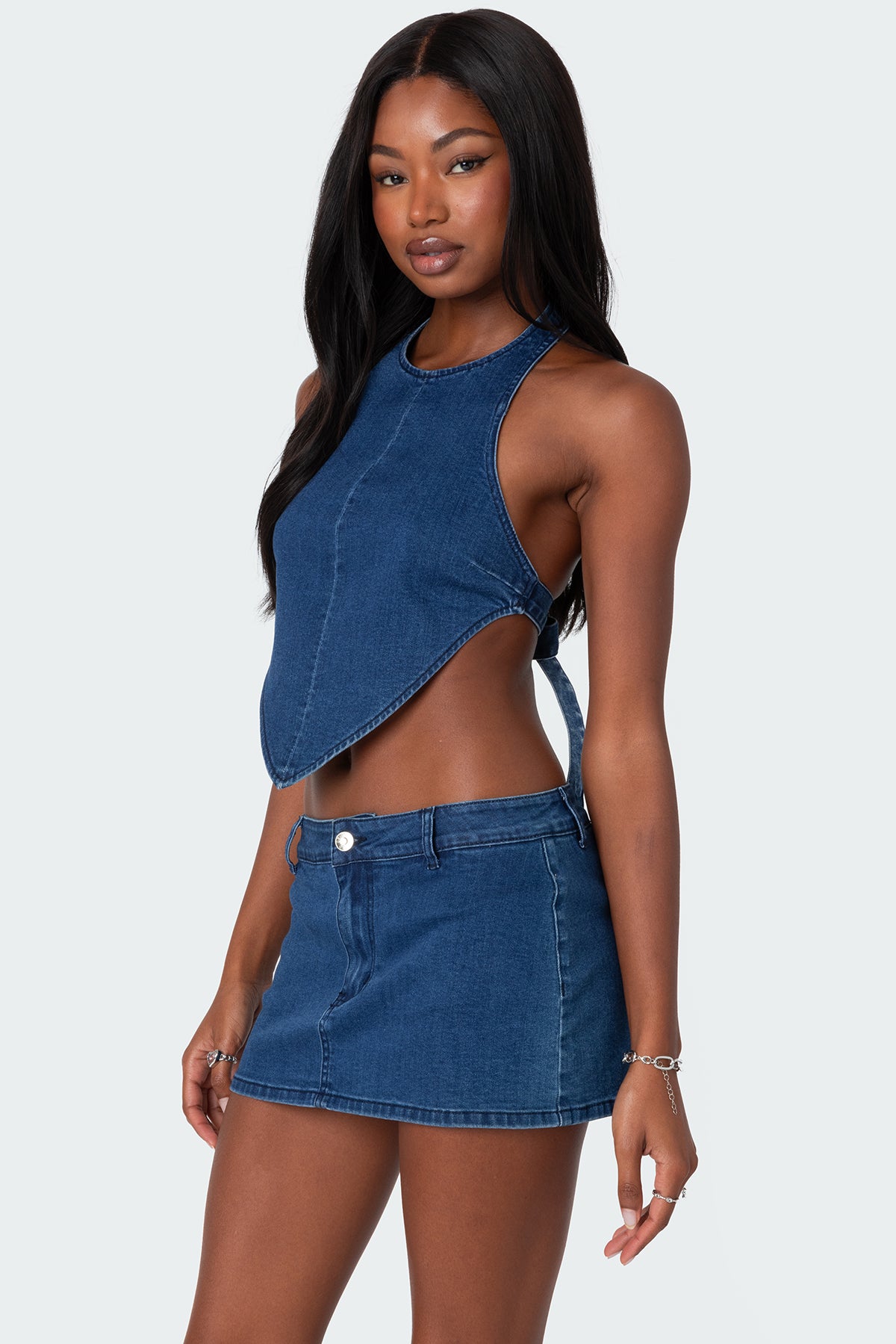 Sydnie Denim Open Back Top-Juice Dress