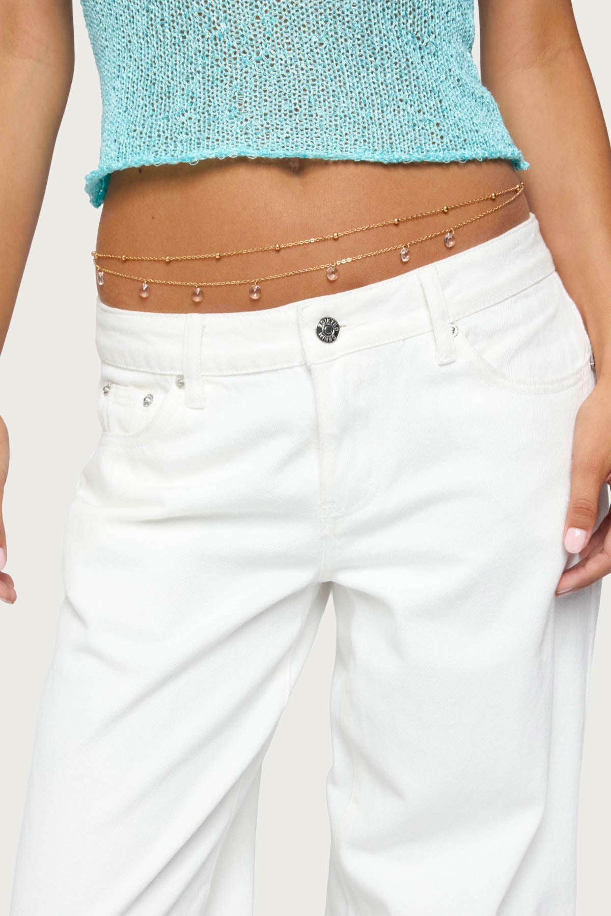 Gem & Bead Double Belly Chain-Juice Dress