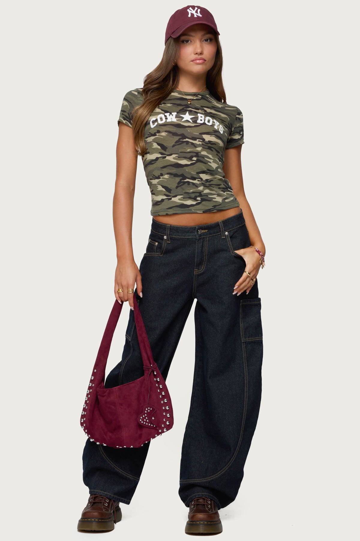 Aden Contrast Stitch Low Rise Barrel Jeans-Juice Dress