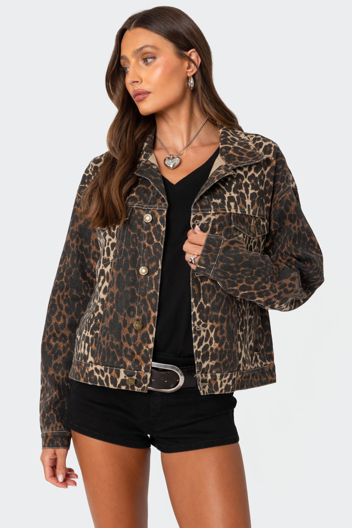 Leopard Print Denim Jacket-Juice Dress