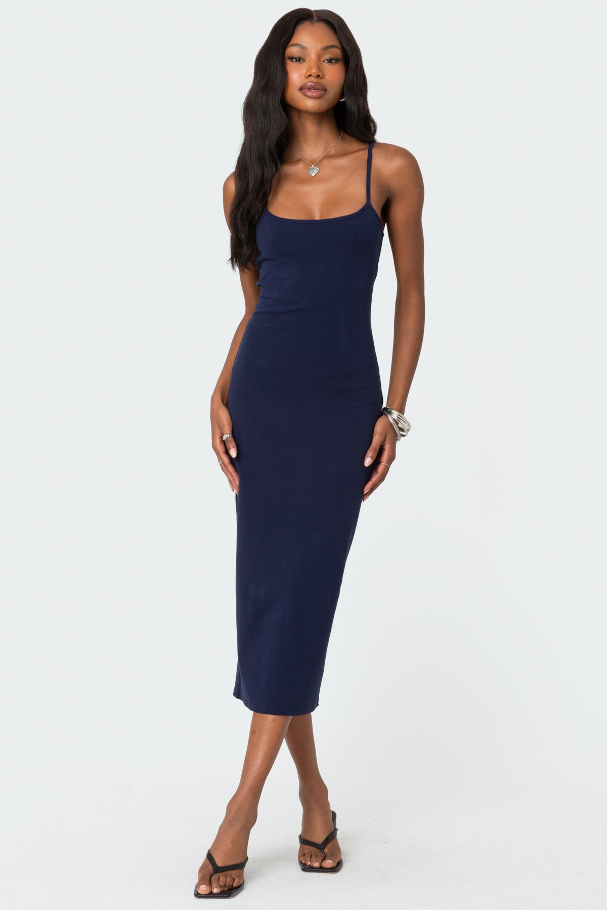 Air Back Slitted Midi Dress-Juice Dress