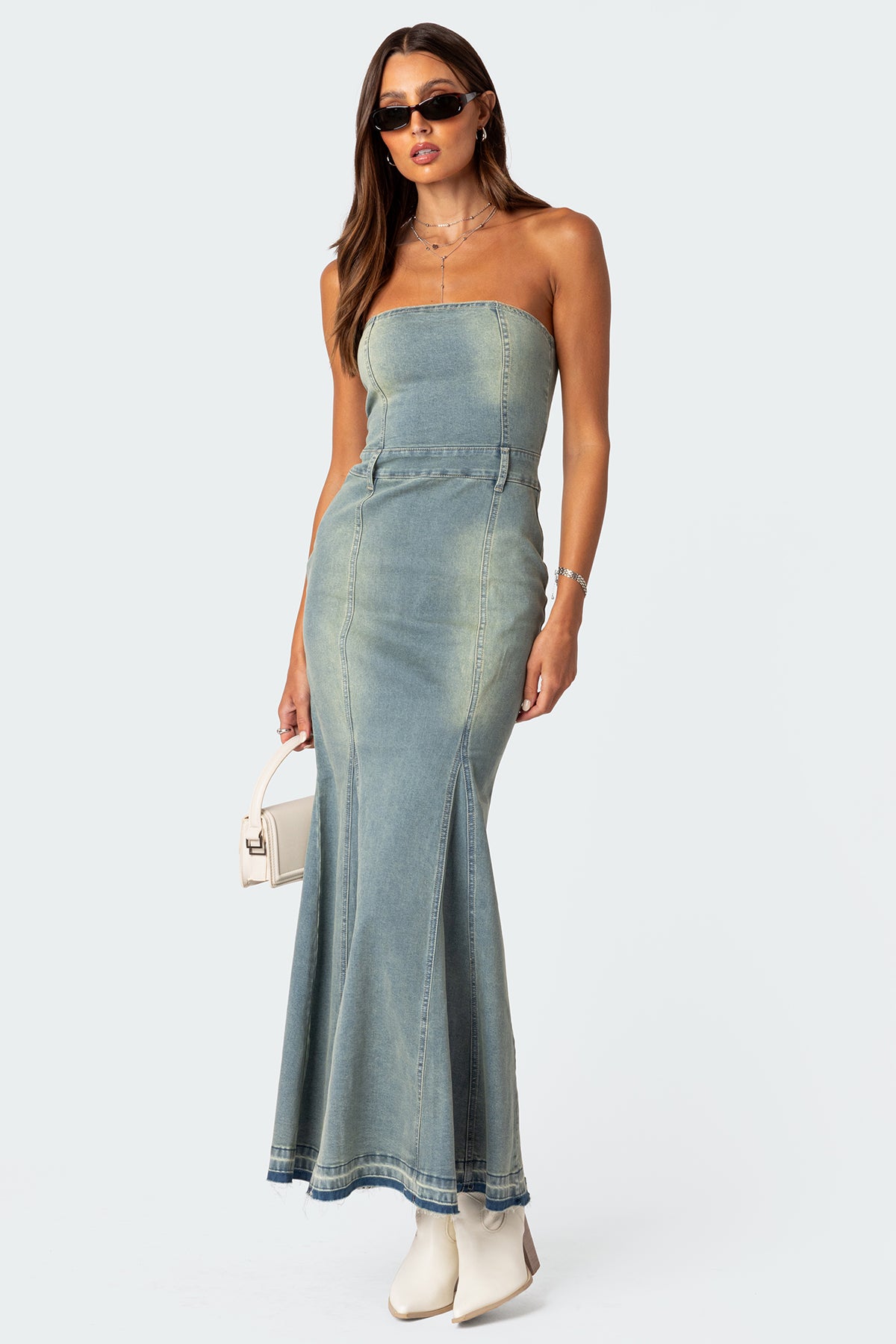 Astoria Slitted Denim Maxi Dress-Juice Dress
