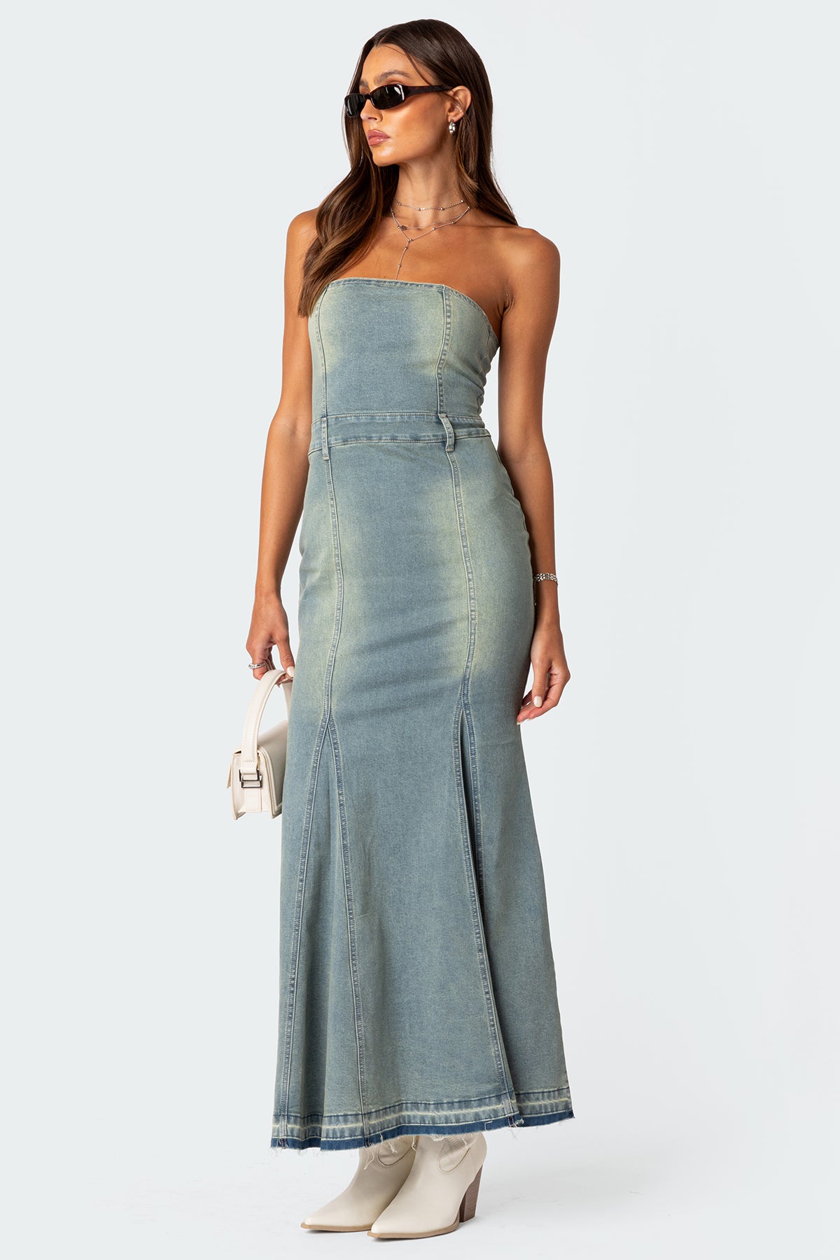 Astoria Slitted Denim Maxi Dress-Juice Dress
