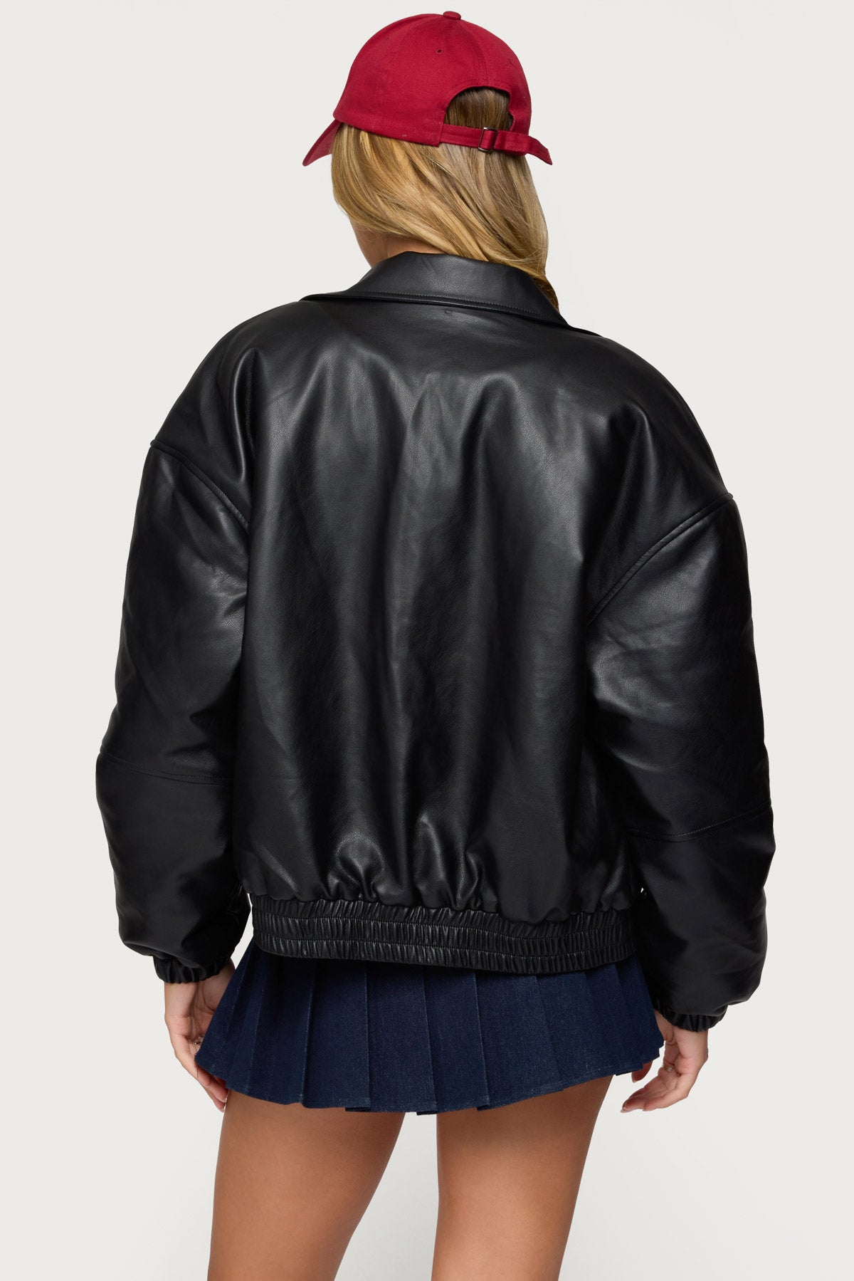 Halley Faux Leather Bomber Jacket-Juice Dress