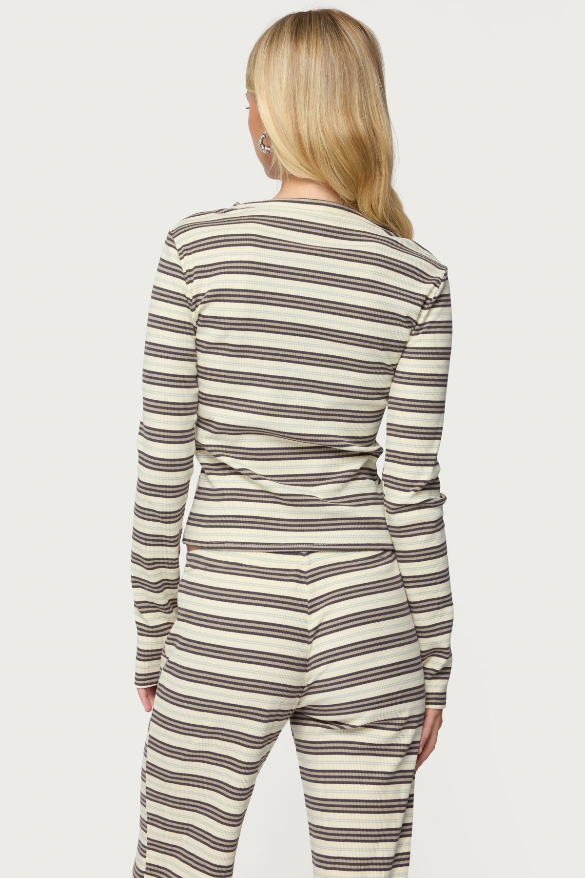 Avalie Striped Ribbed Long Sleeve T Shirt-Juice Dress
