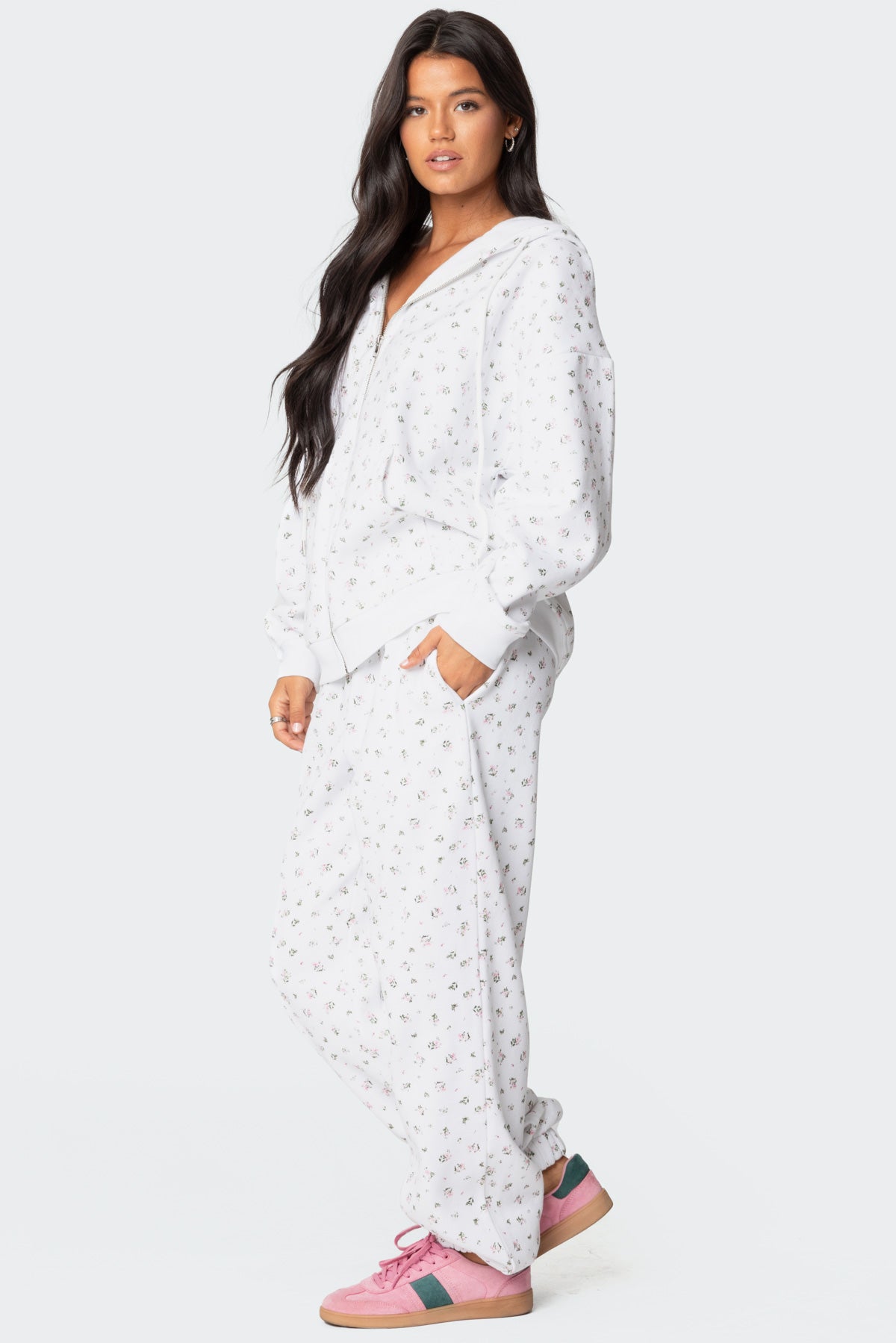 Bouquet Oversized Zip Up Hoodie-Juice Dress