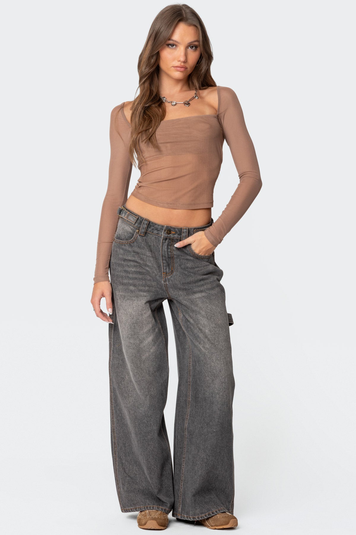 Baggy Washed Low Rise Carpenter Jeans-Juice Dress