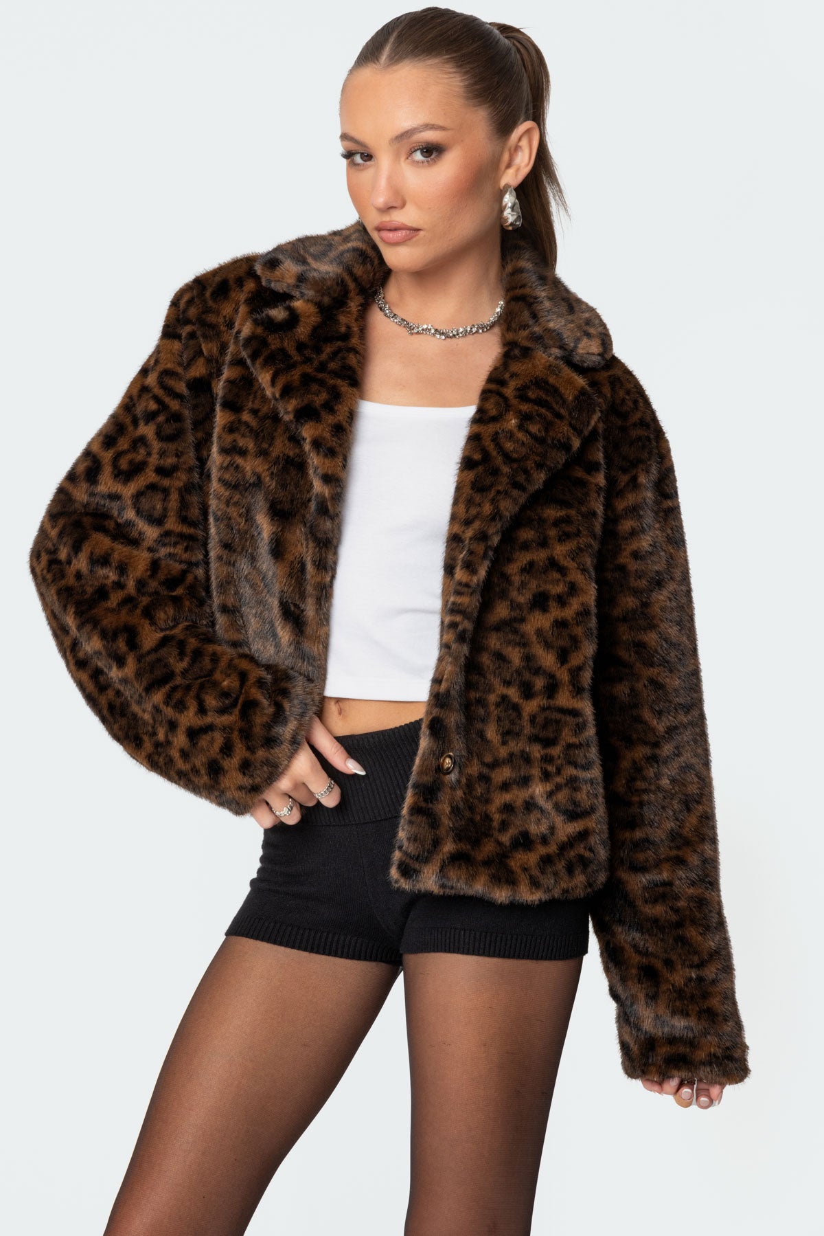 Lady Leopard Faux Fur Jacket-Juice Dress