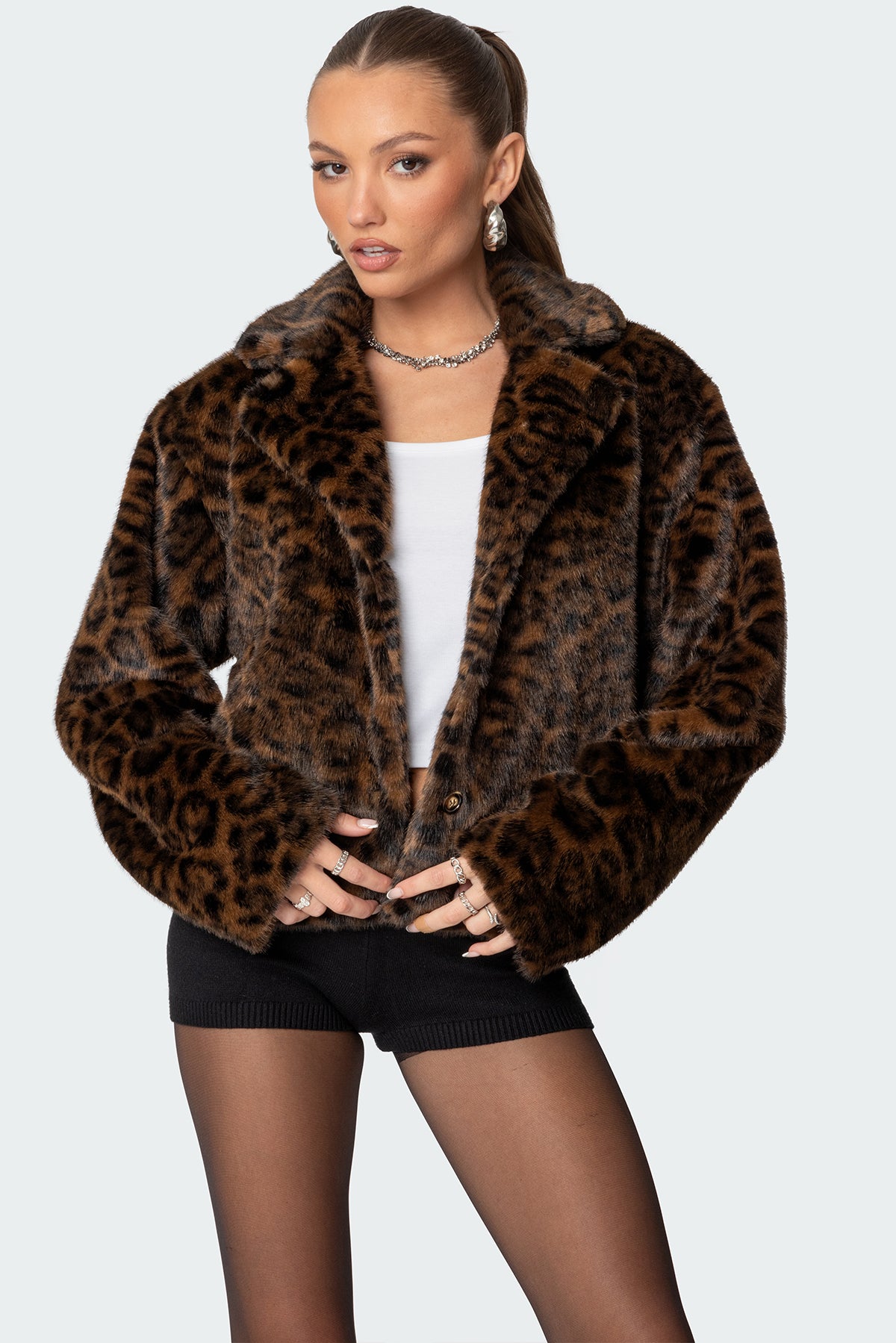 Lady Leopard Faux Fur Jacket-Juice Dress