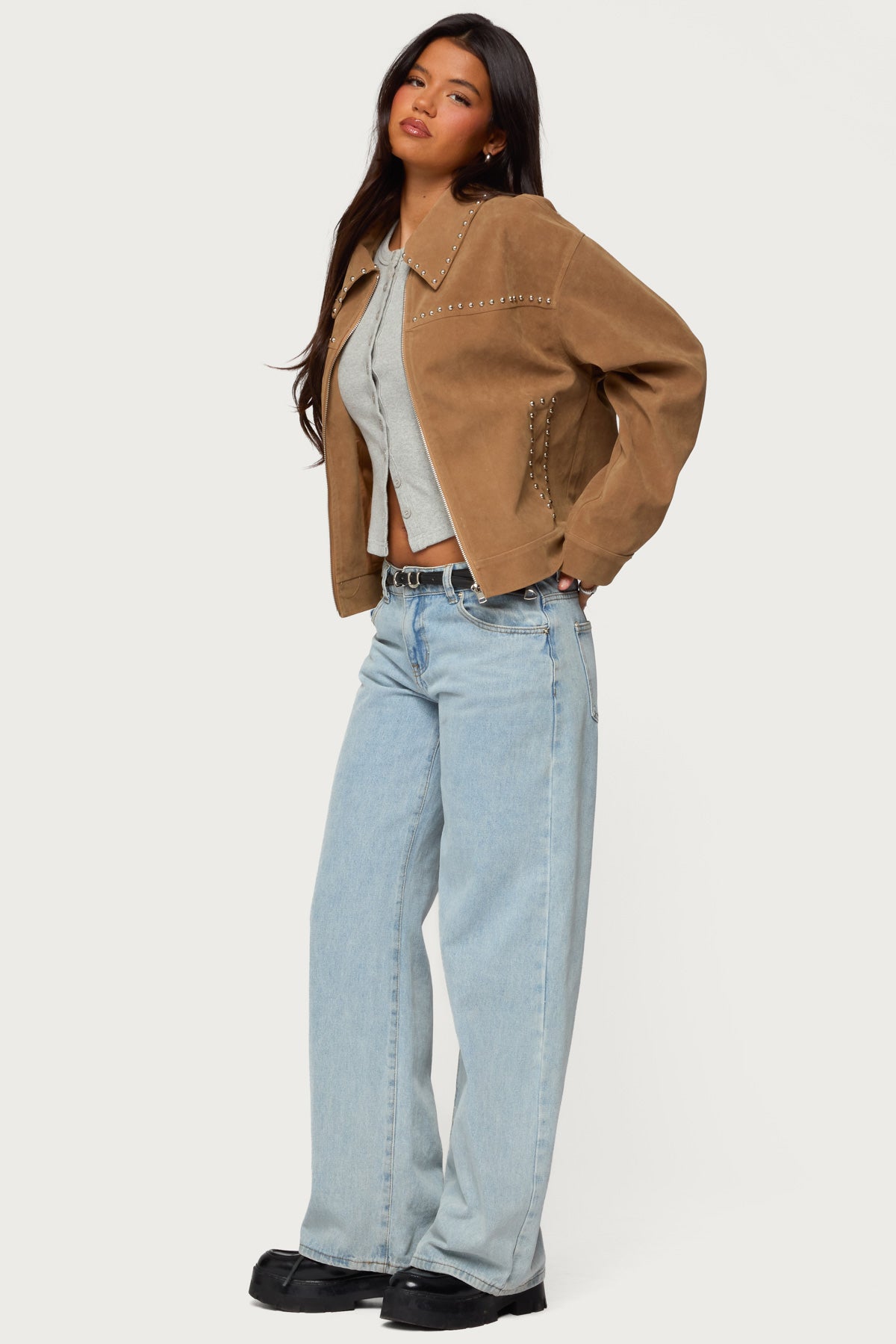 Memphis Studded Faux Suede Jacket-Juice Dress