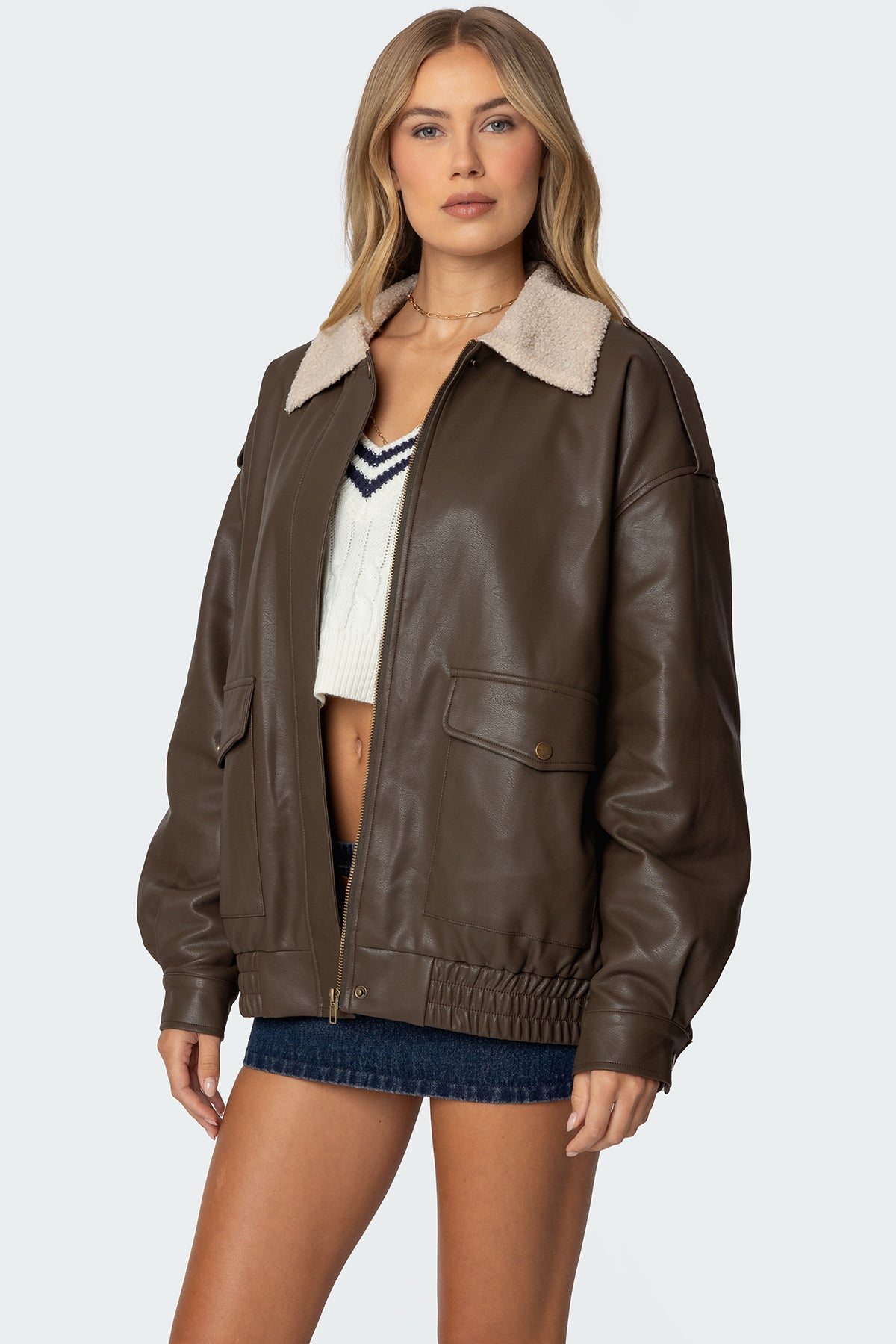 Ann Oversized Faux Leather Jacket-Juice Dress