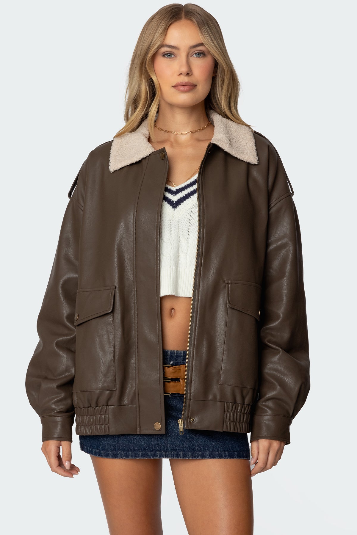 Ann Oversized Faux Leather Jacket-Juice Dress