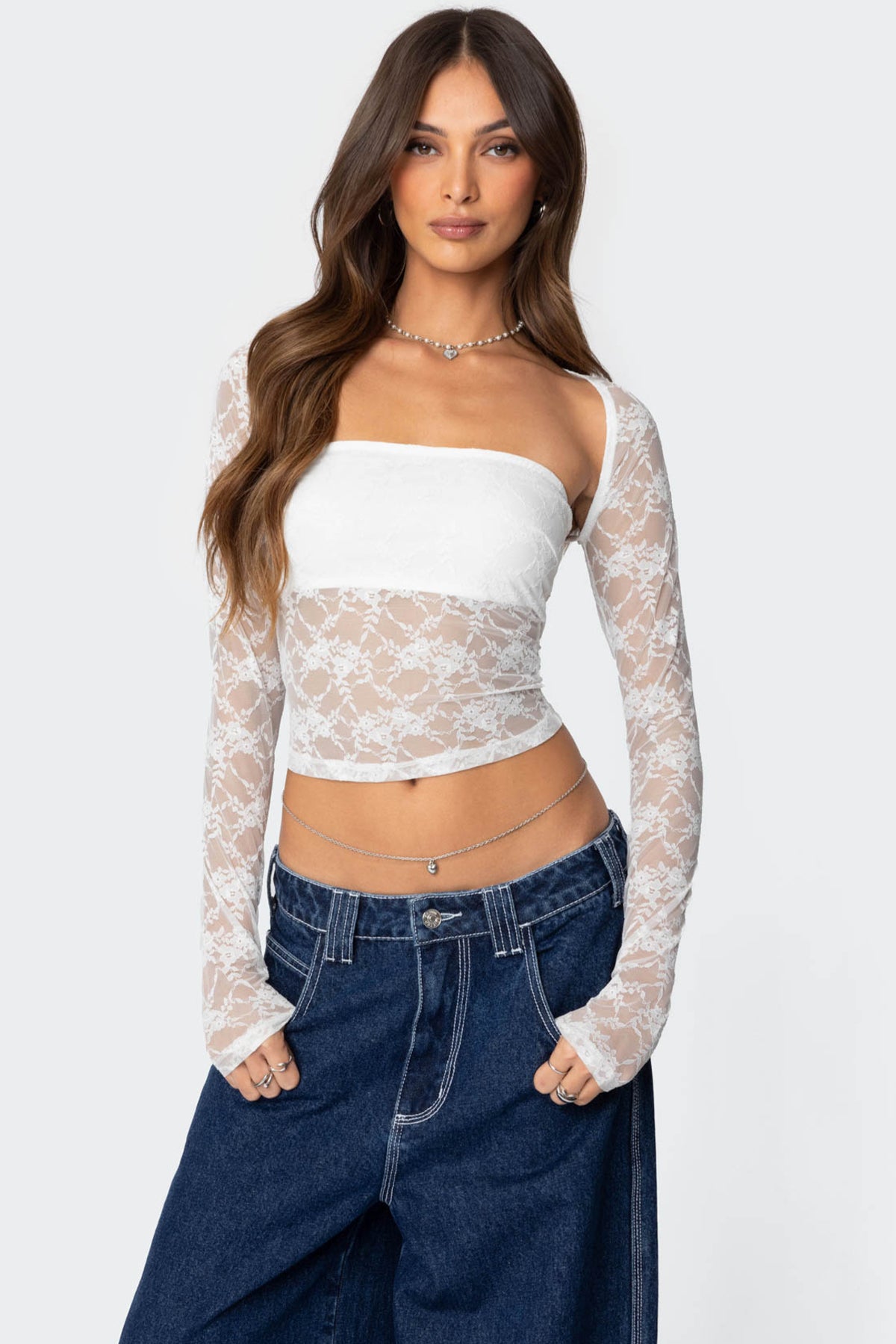Addison Sheer Lace Two Piece Top-Juice Dress