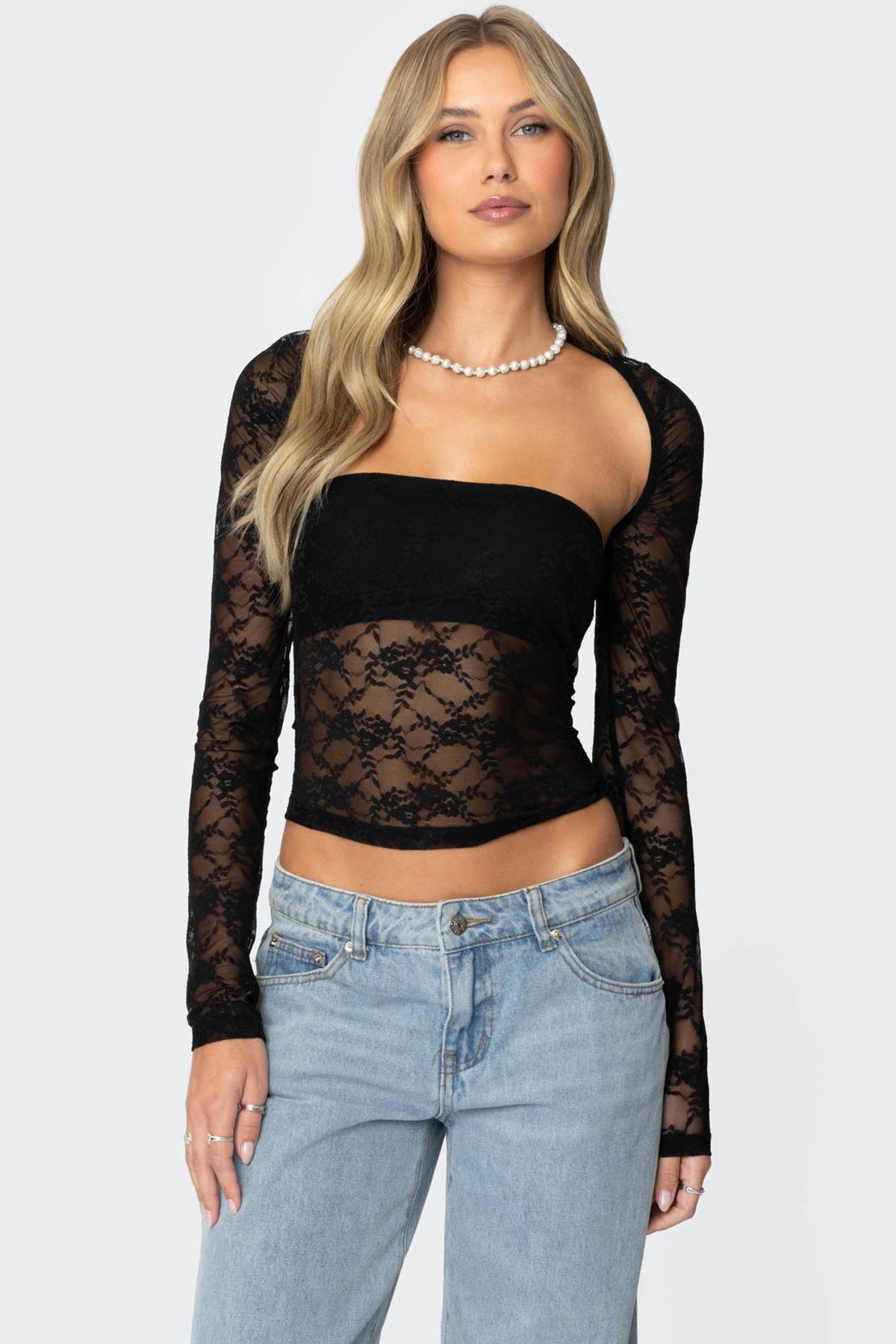 Addison Sheer Lace Two Piece Top-Juice Dress