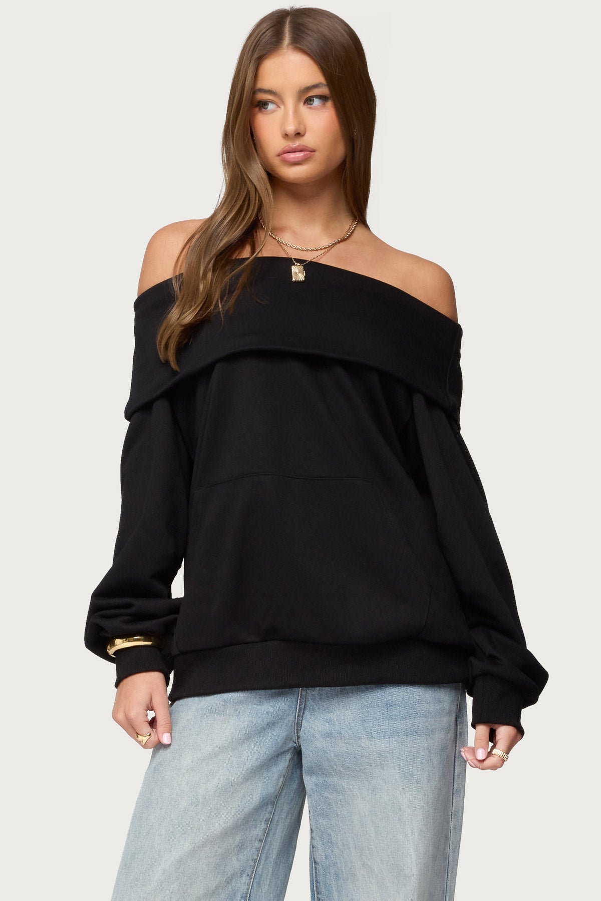 Ashlee Oversized Foldover Sweatshirt-Juice Dress