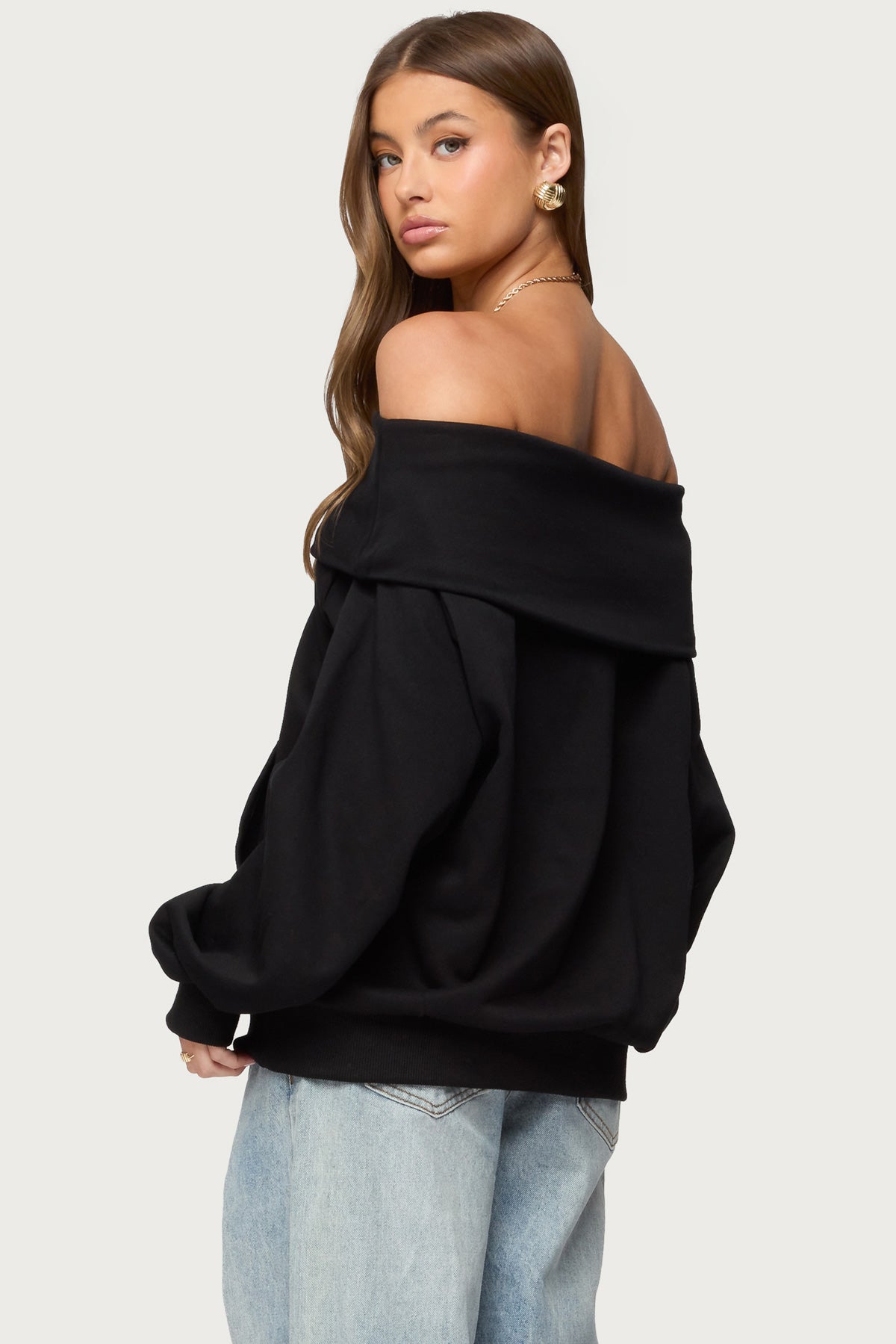 Ashlee Oversized Foldover Sweatshirt-Juice Dress