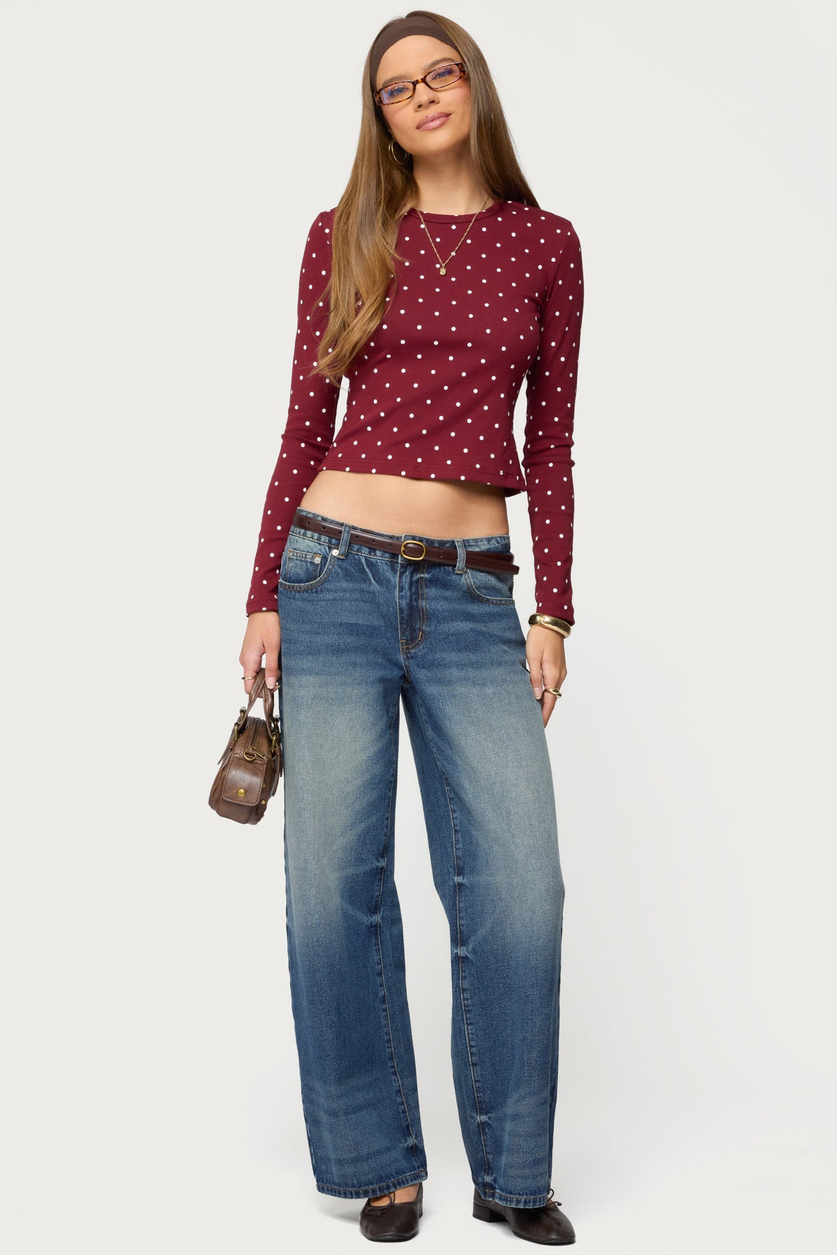 Daliya Polka Dot Long Sleeve Top-Juice Dress